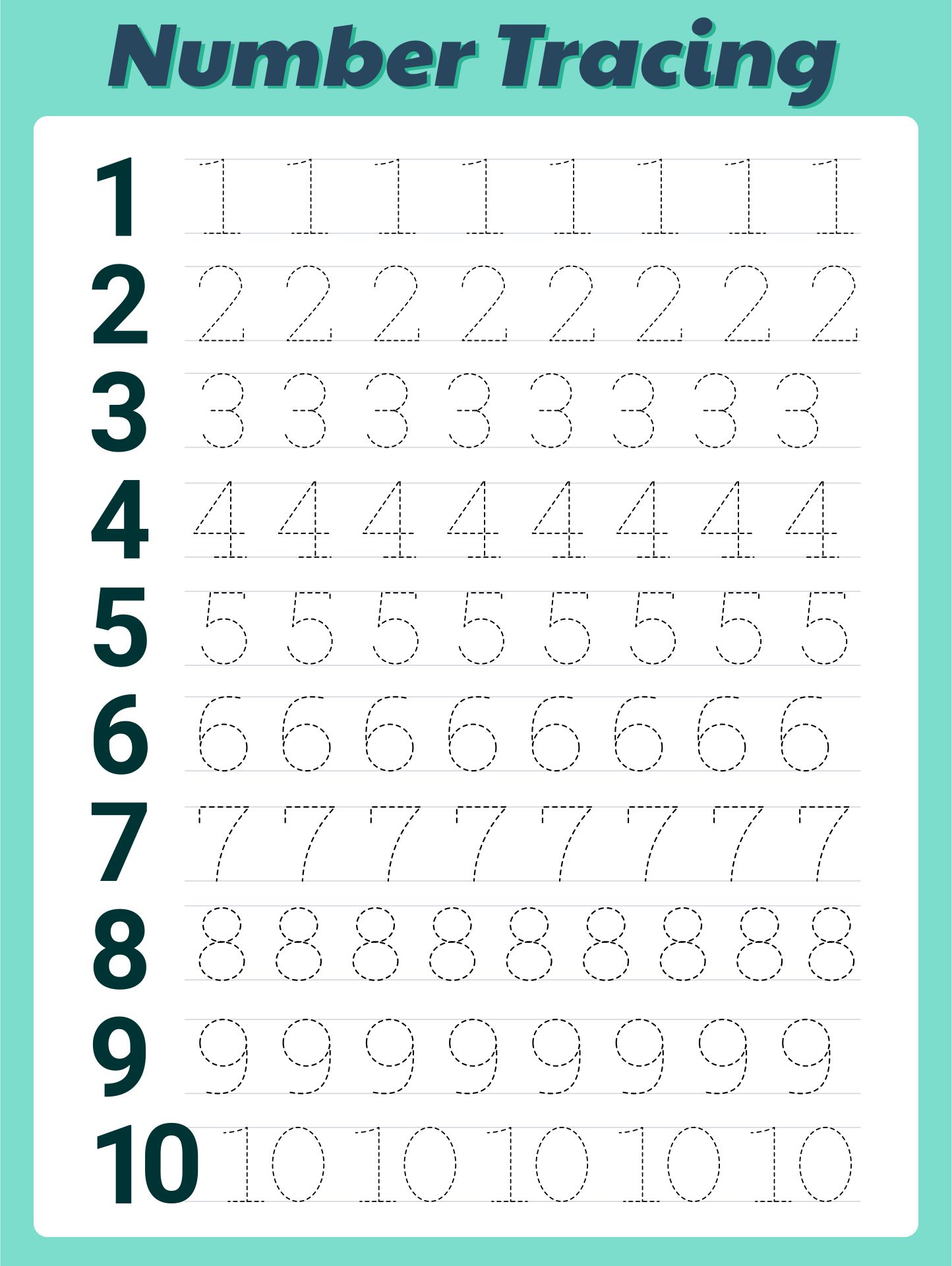 Printable Number Tracing Paper