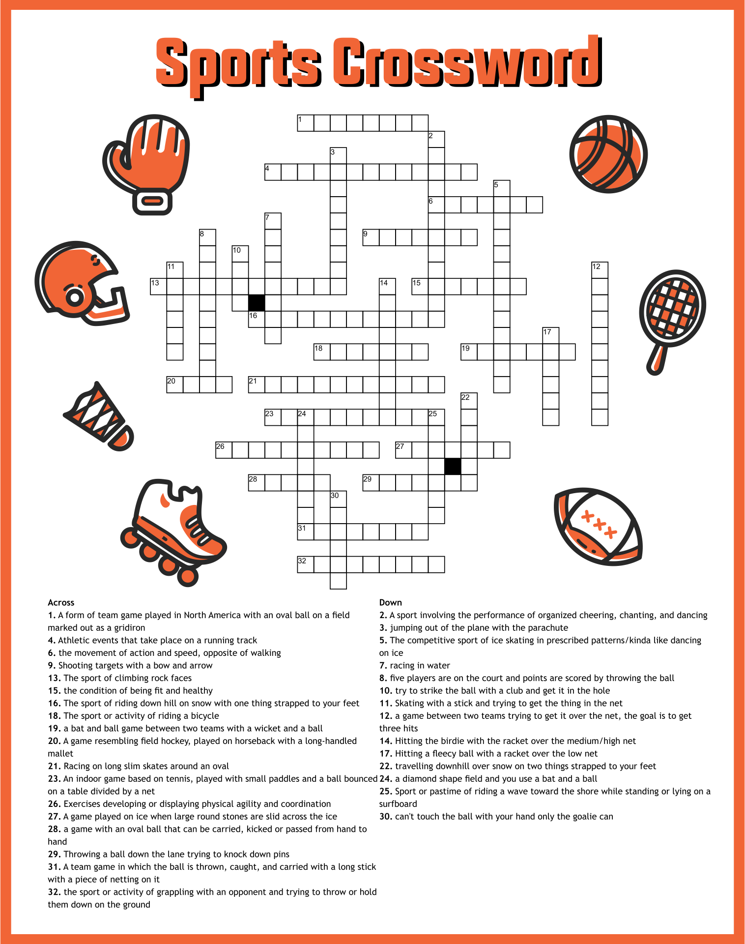 Sport Crossword Puzzle