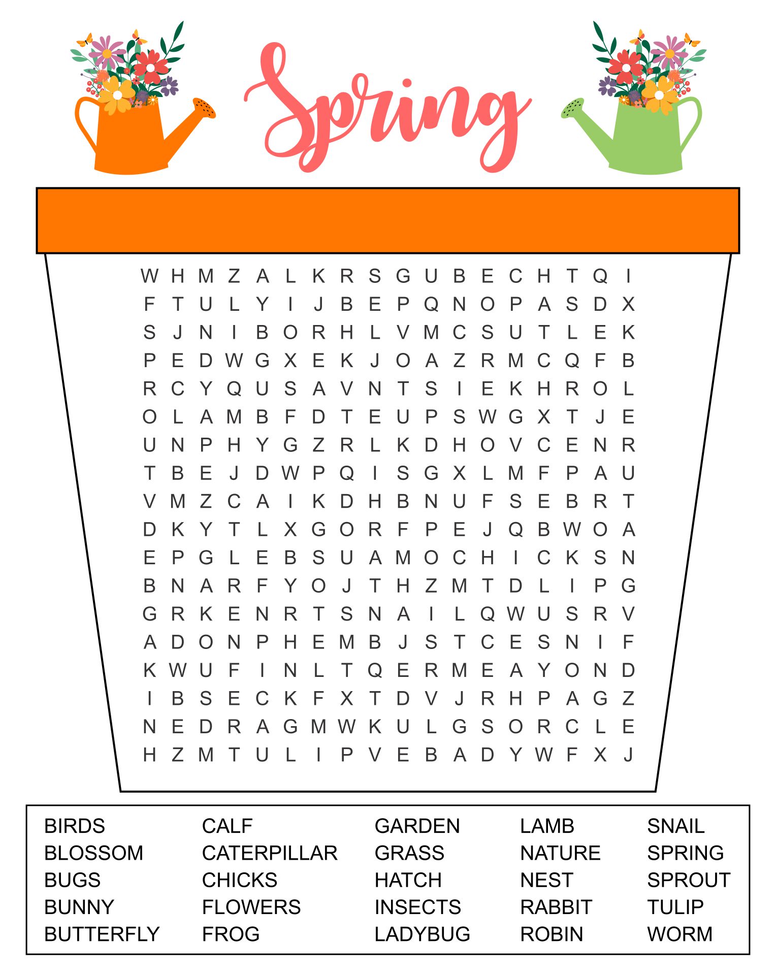 Spring Word Search Printable Difficult