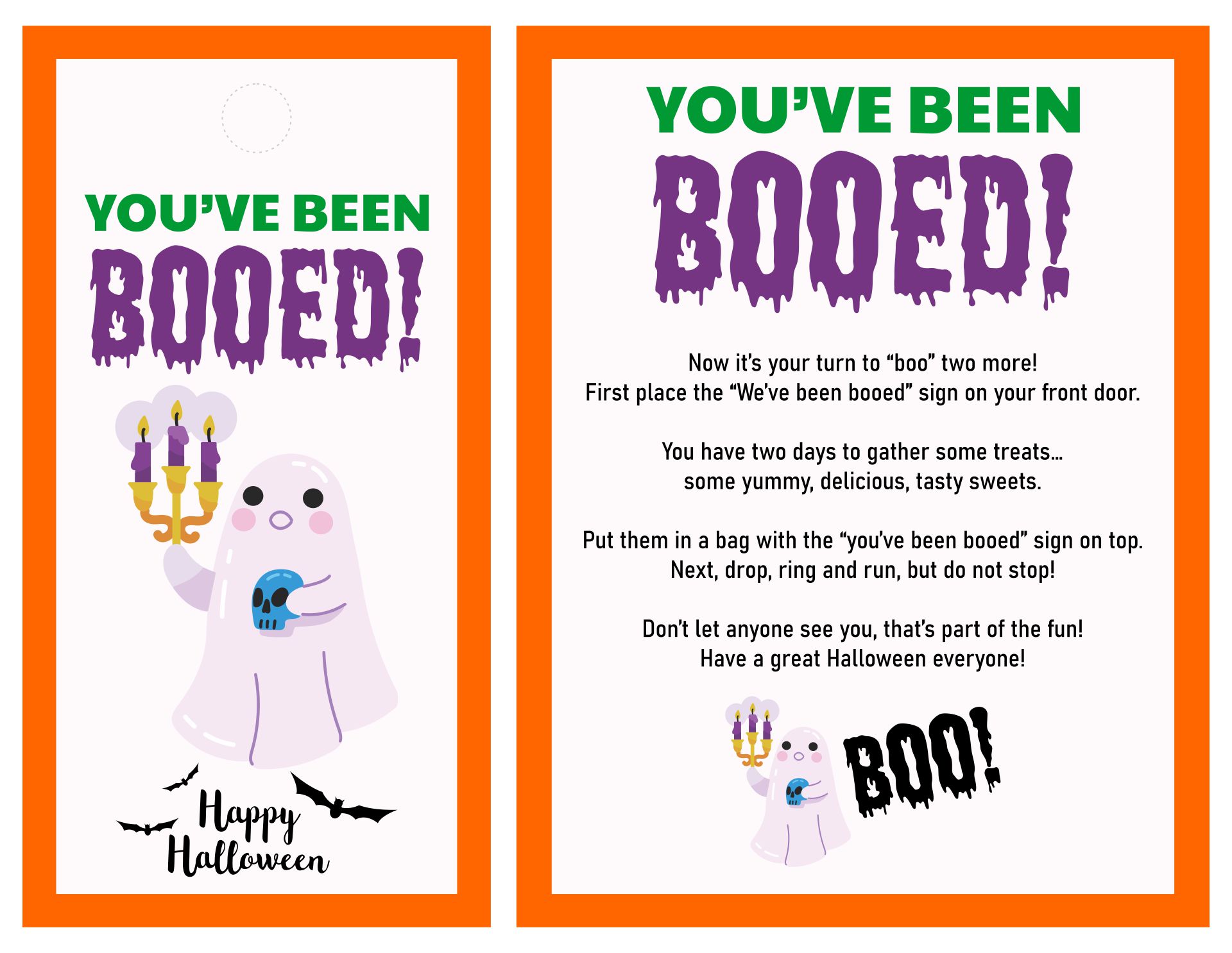 Booing Signs And Poem For Halloween