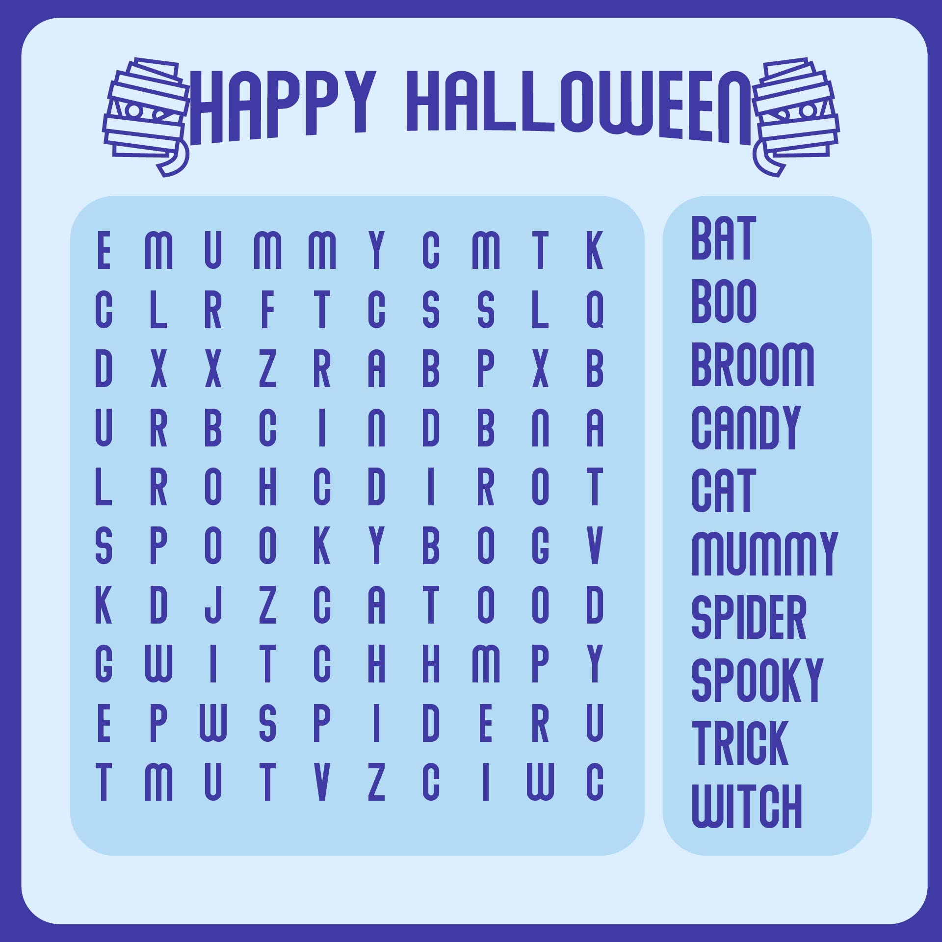 Easy Halloween Word Search