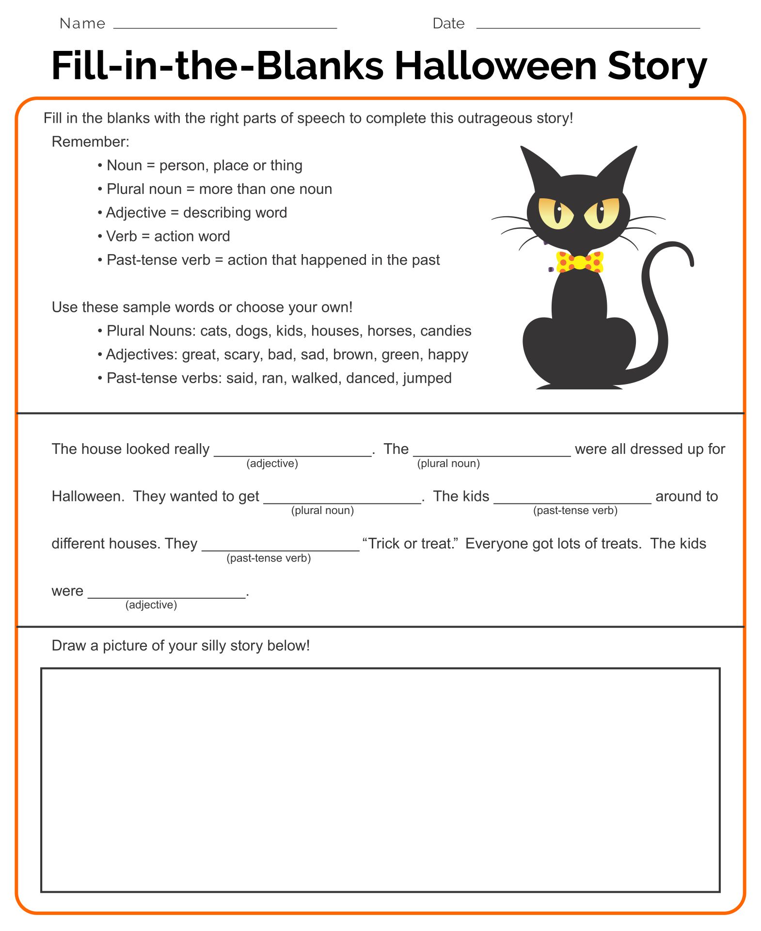 Fill In The Blank Halloween Story Printables