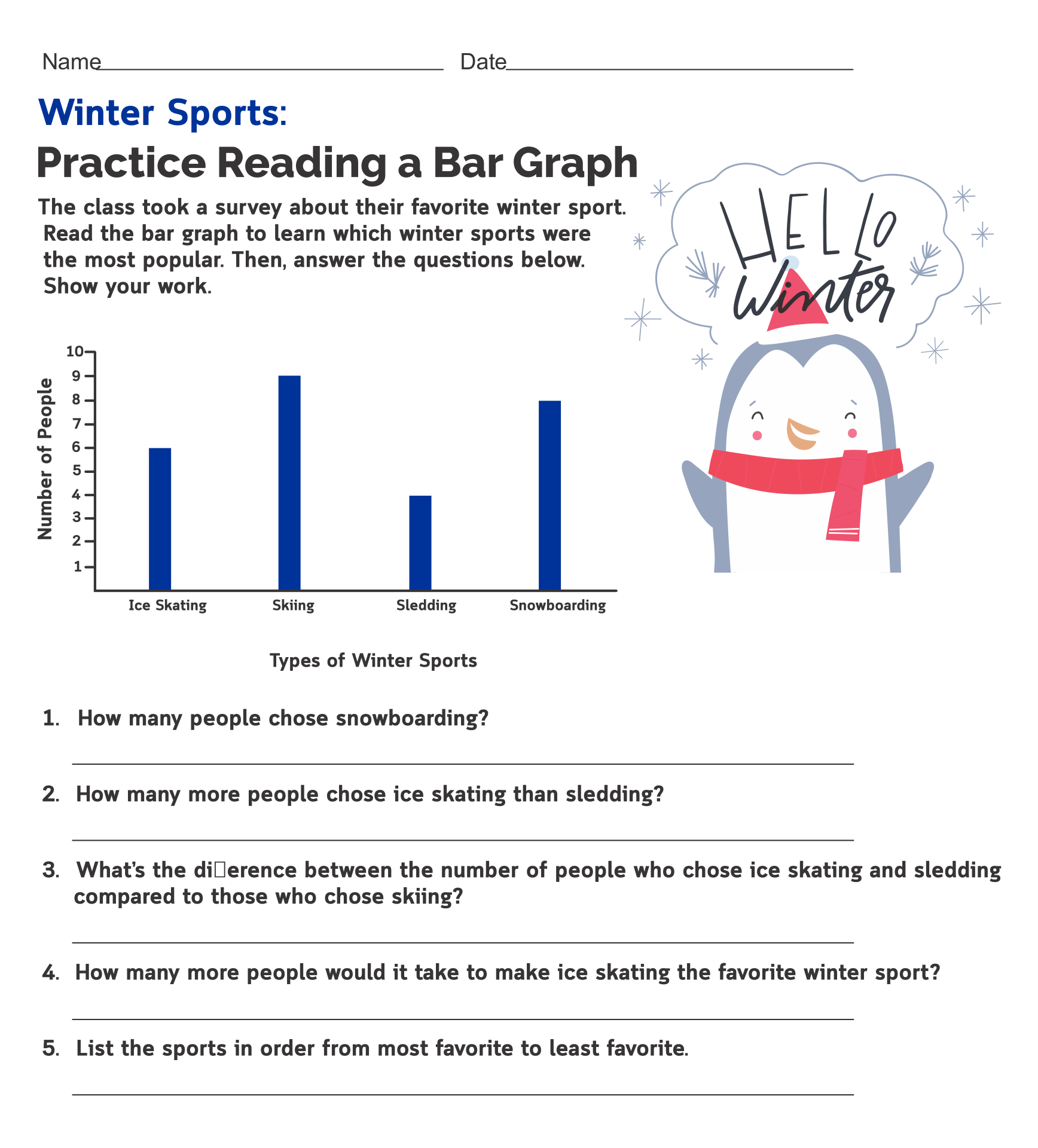 Free Printable Bar Graph Worksheets For 2nd Grade
