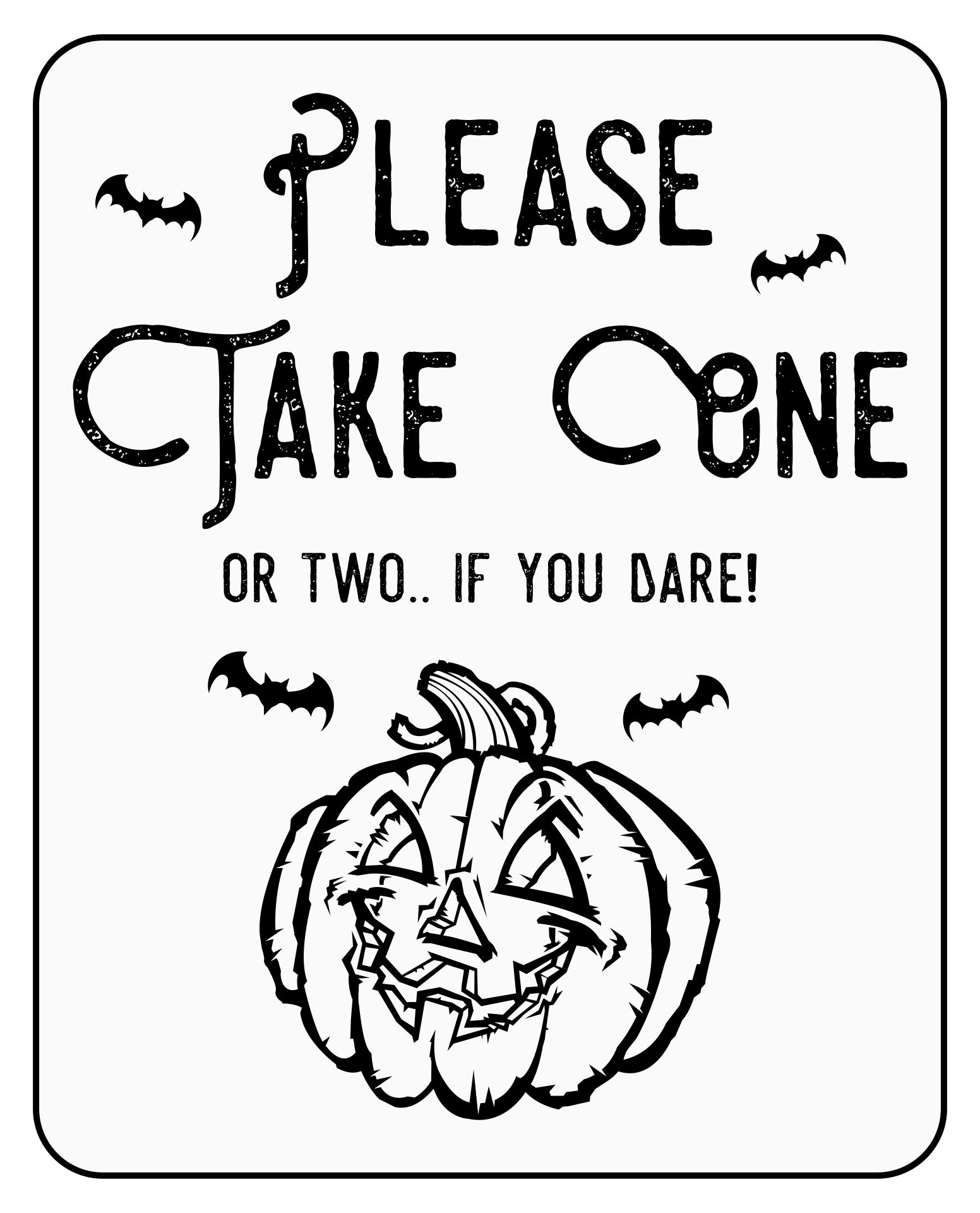 Free Printable Halloween Candy Bowl Please Take One Halloween Sign