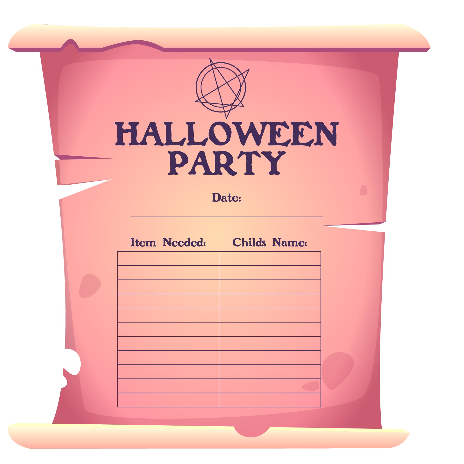 Free Printable Halloween Party Sign Up Sheet