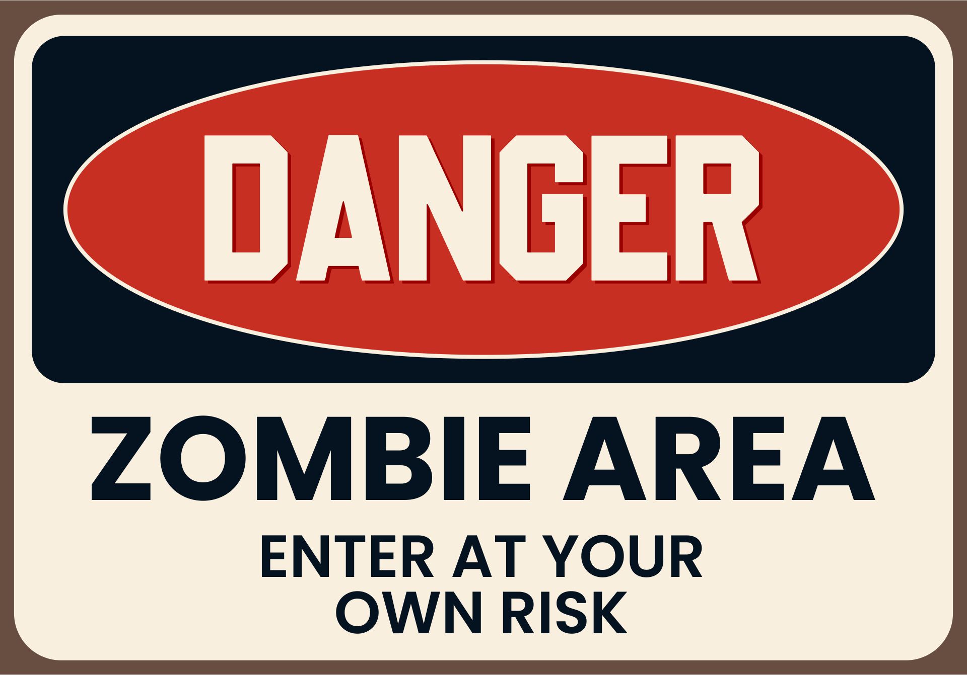 Halloween Danger Beware Of Zombies Poster Print Yard Sign
