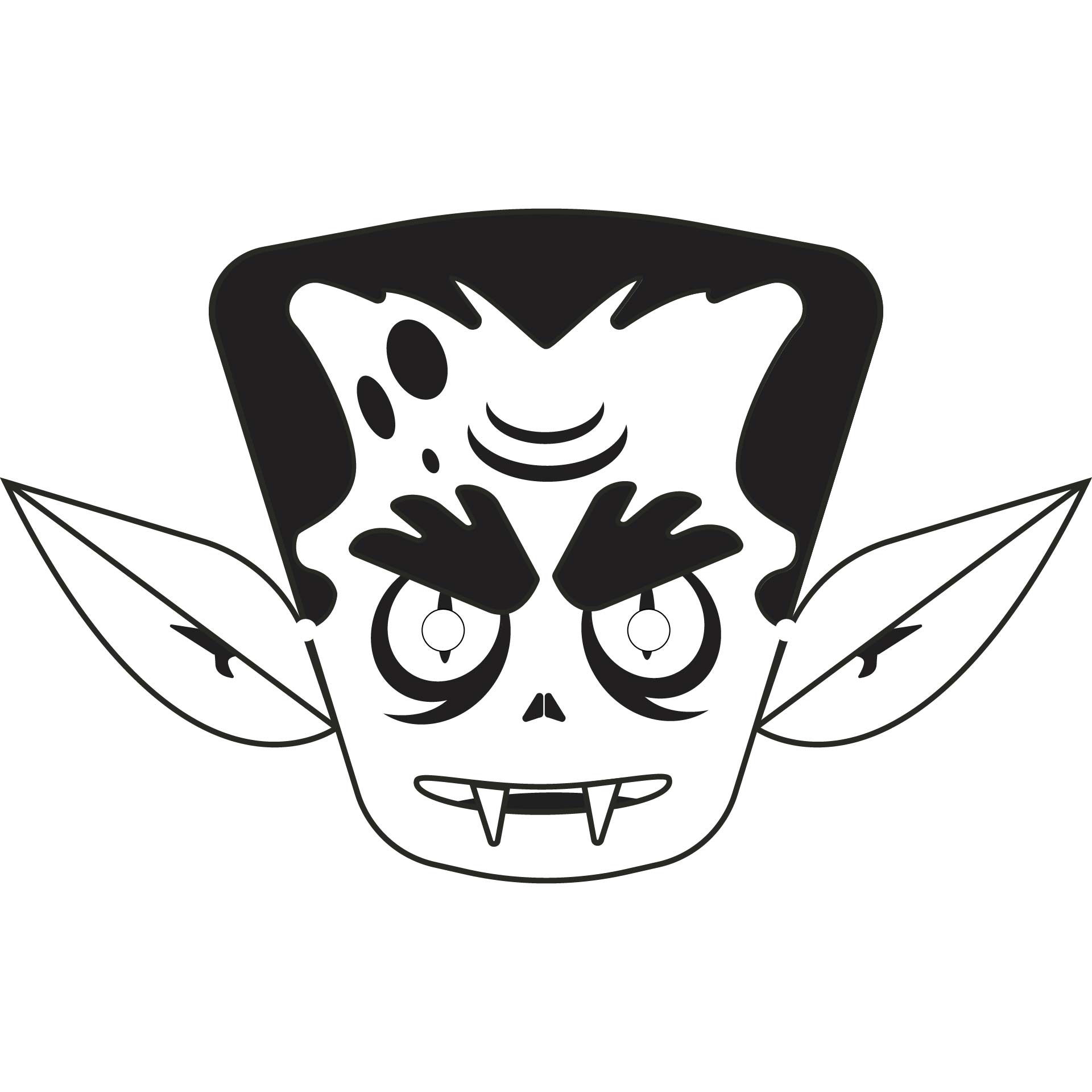 Halloween Vampire Mask - Paper Craft Black And White Template