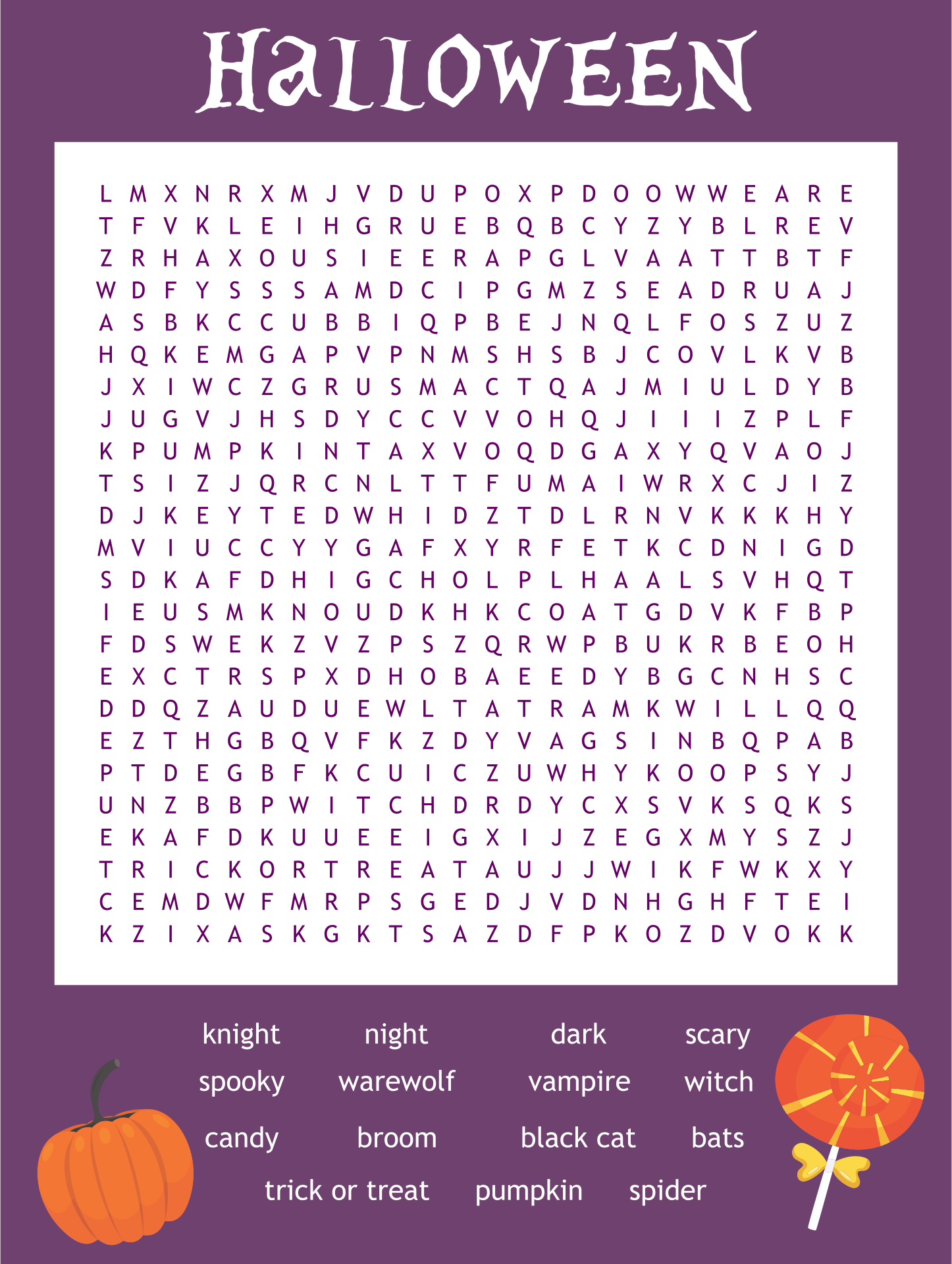 Halloween Word Search Easy