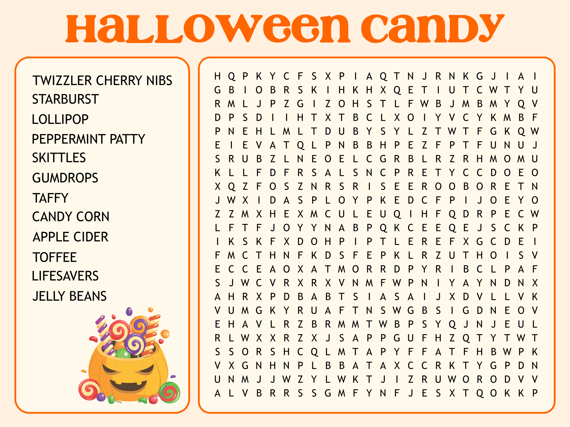 Halloween Word Search Kindergarten