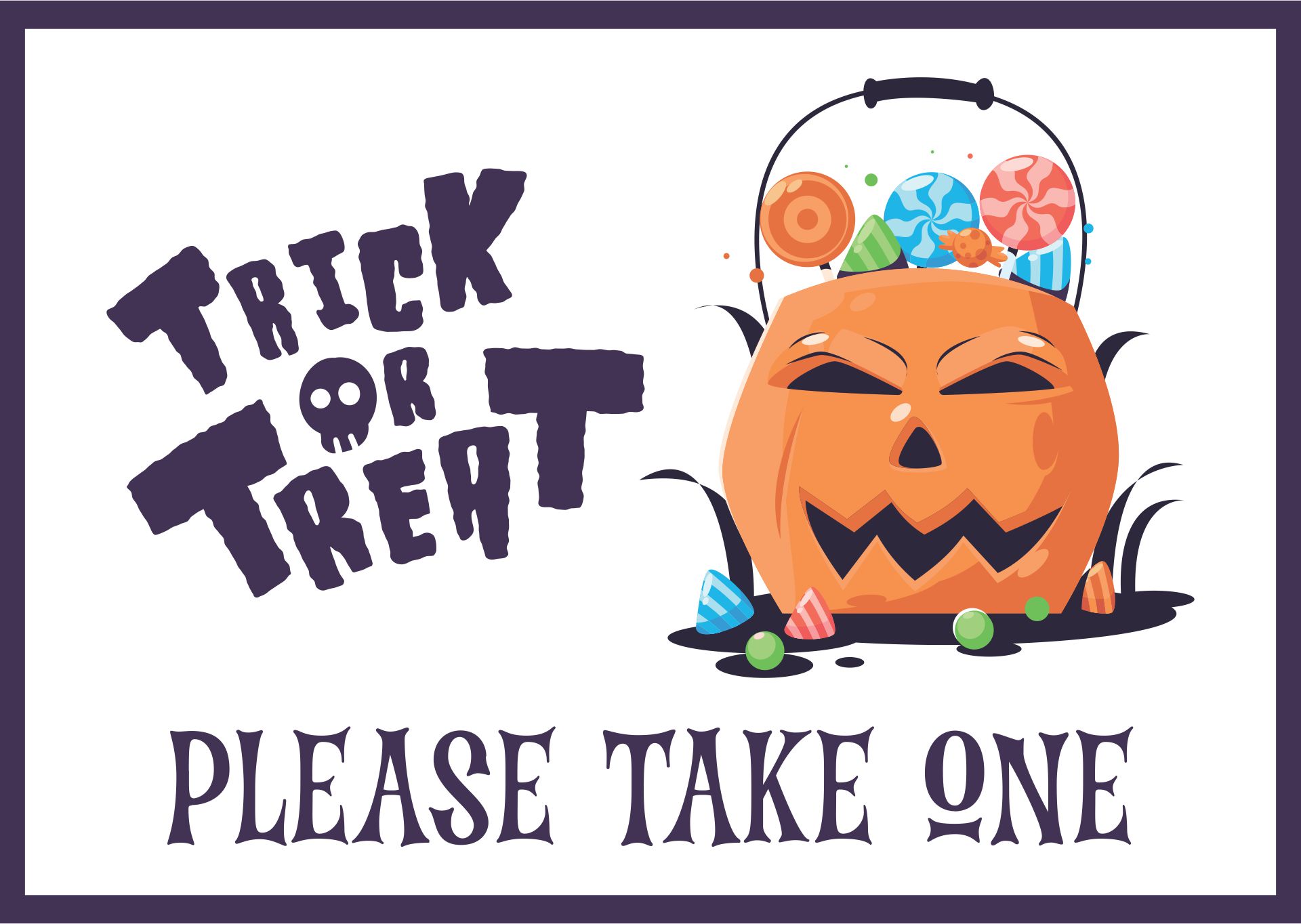 Happy Halloween Please Take One Sign Free Printable