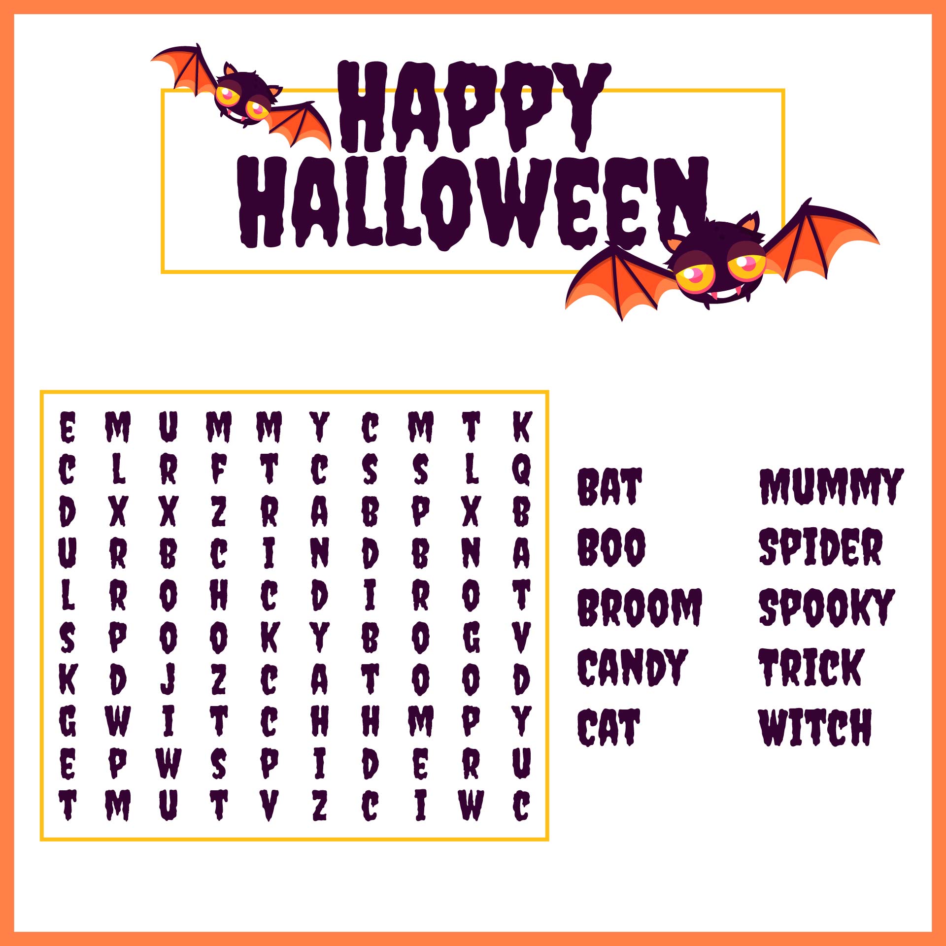 Kids Halloween Word Search