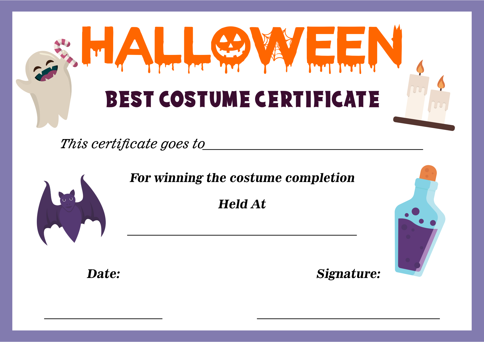 Printable Halloween Costume Awards