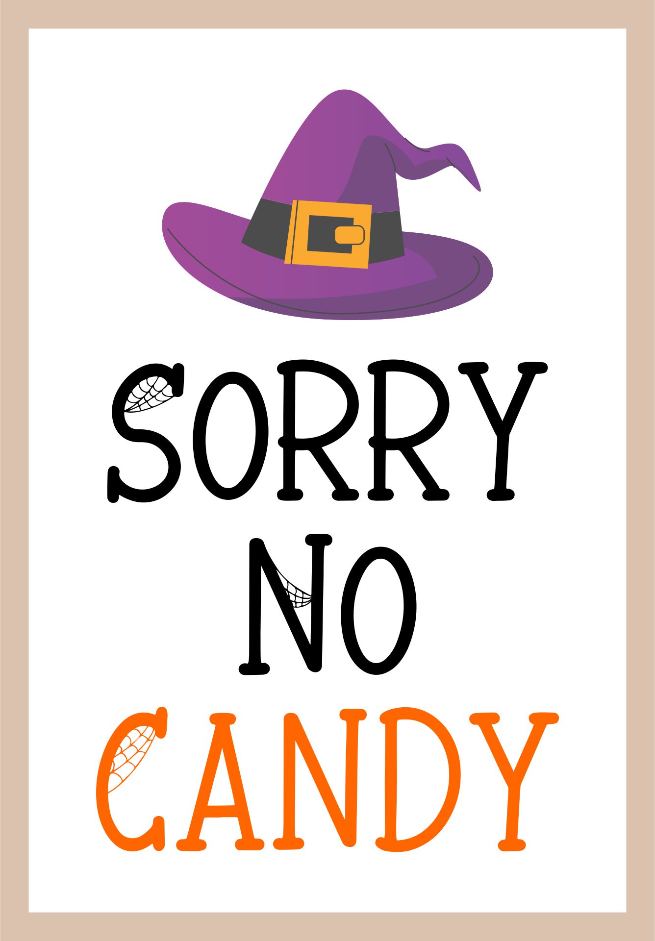 Printable No Halloween Candy Sign