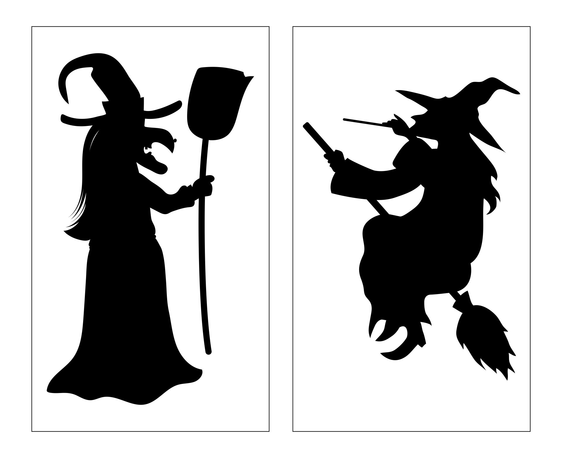 Printable Vintage Gypsy Witch Halloween Silhouettes 1x2