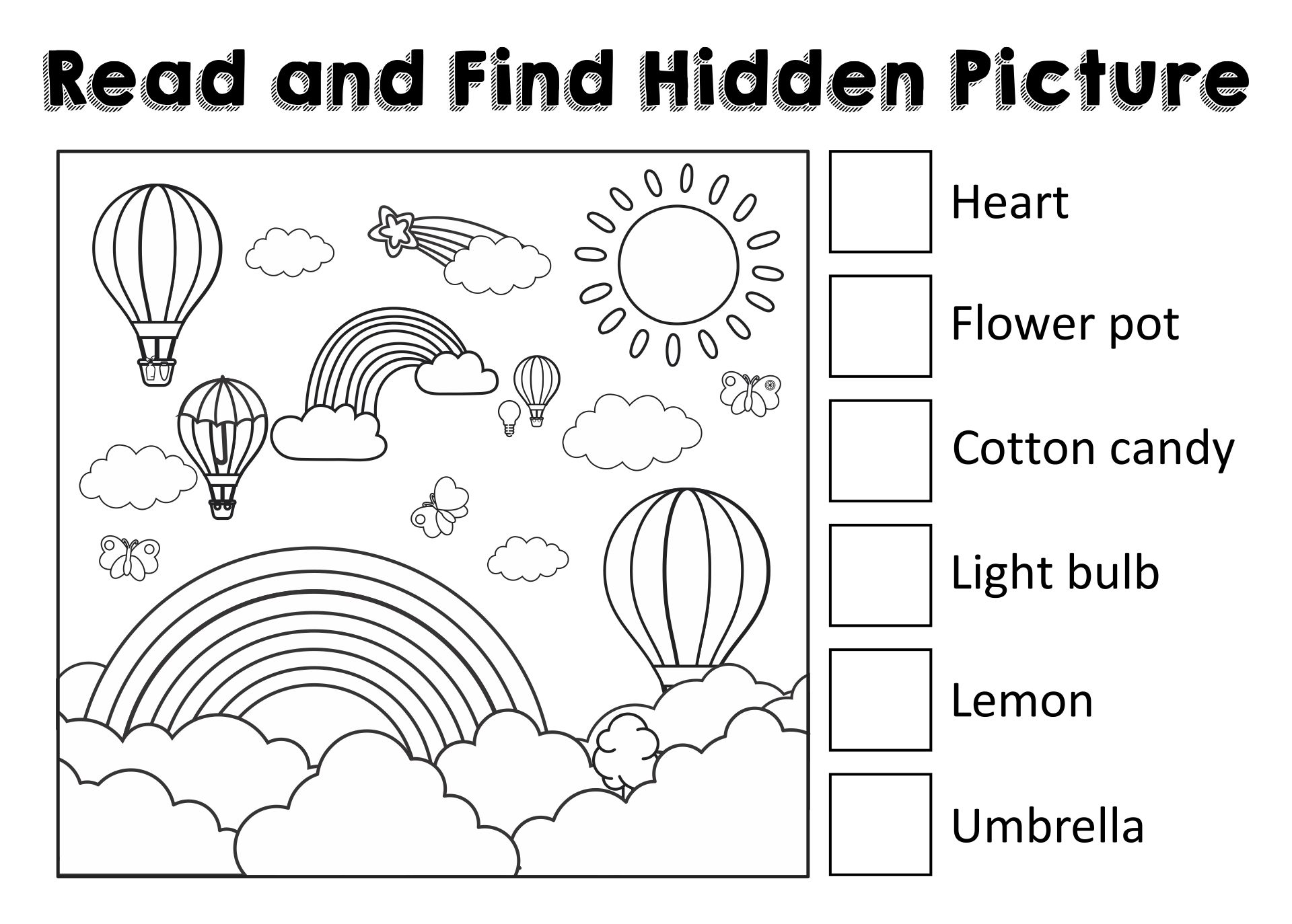 Read & Find Hidden Picture Activities Printable