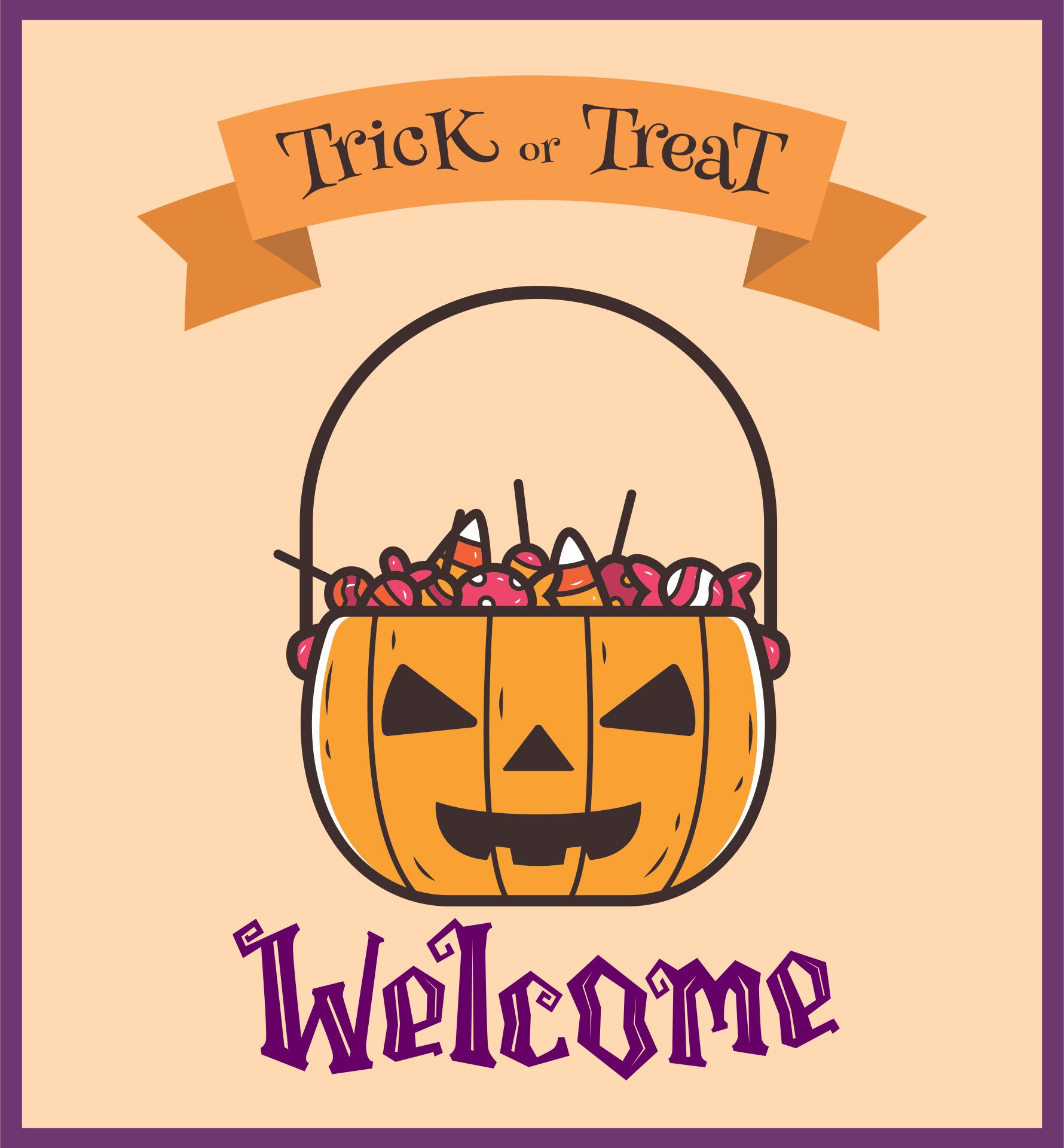 Welcome Trick Or Treat Sign Halloween Printable Coloring Pages