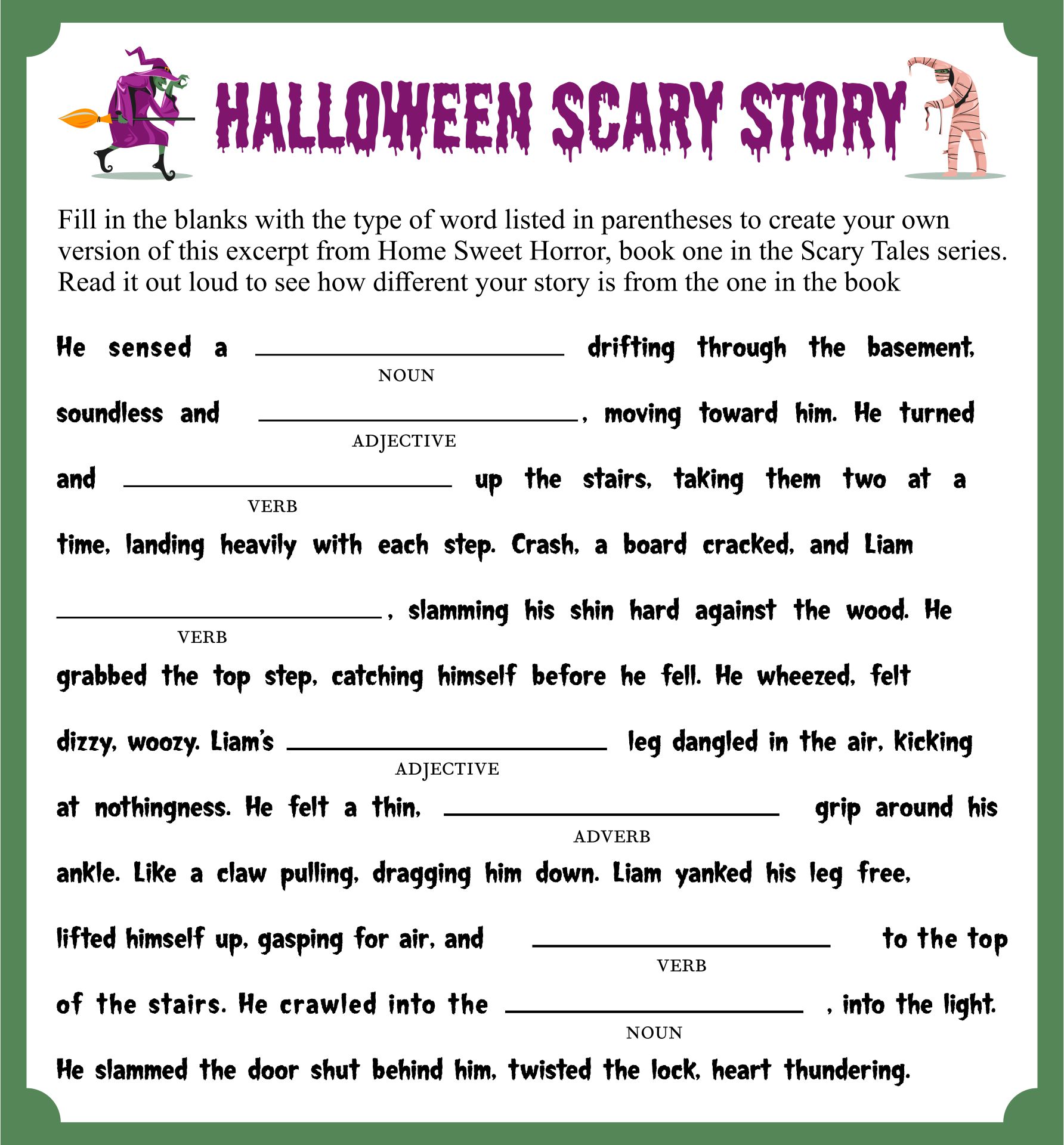 A Scary Halloween Story Mad Lib