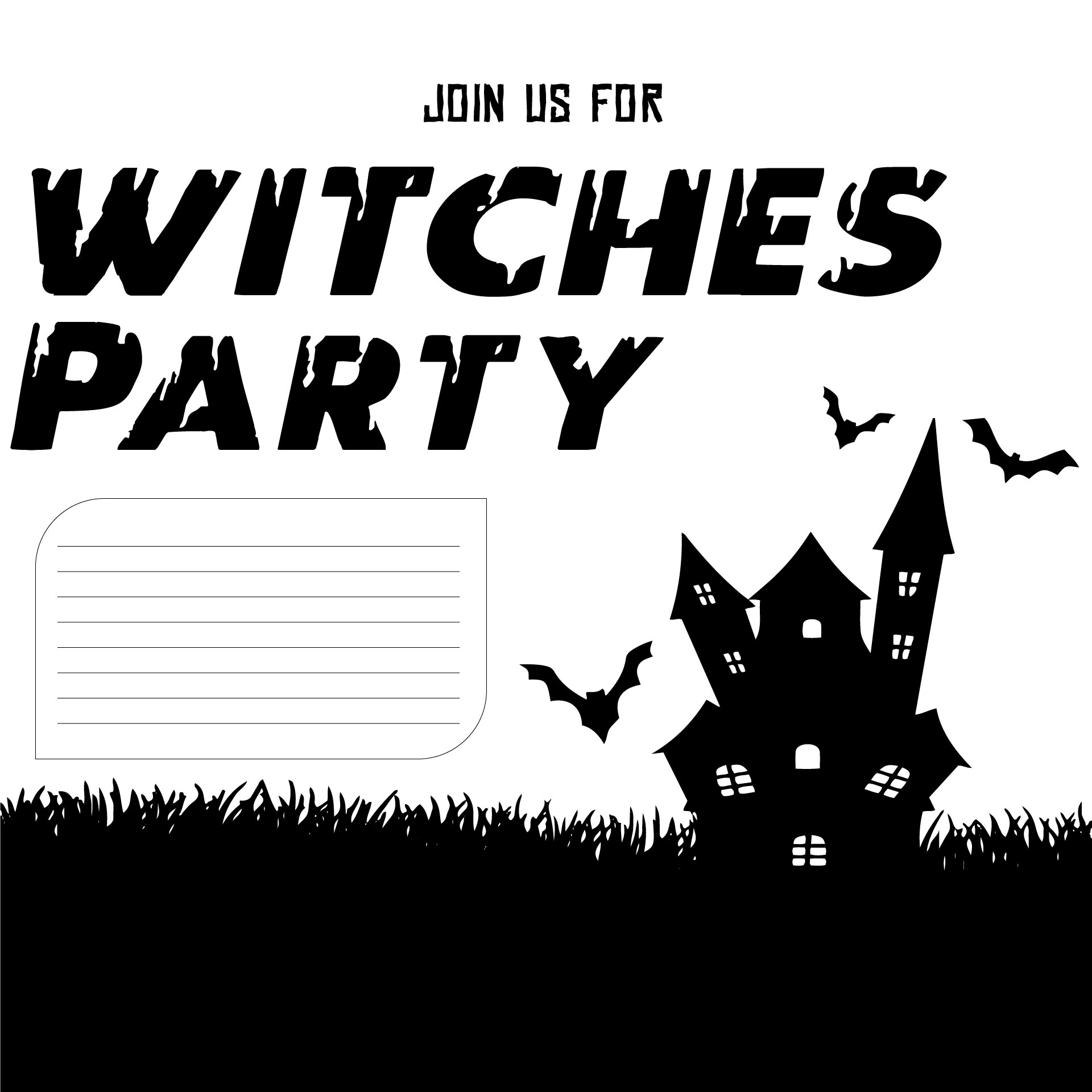 Black And White Wicked Halloween Party Invitation