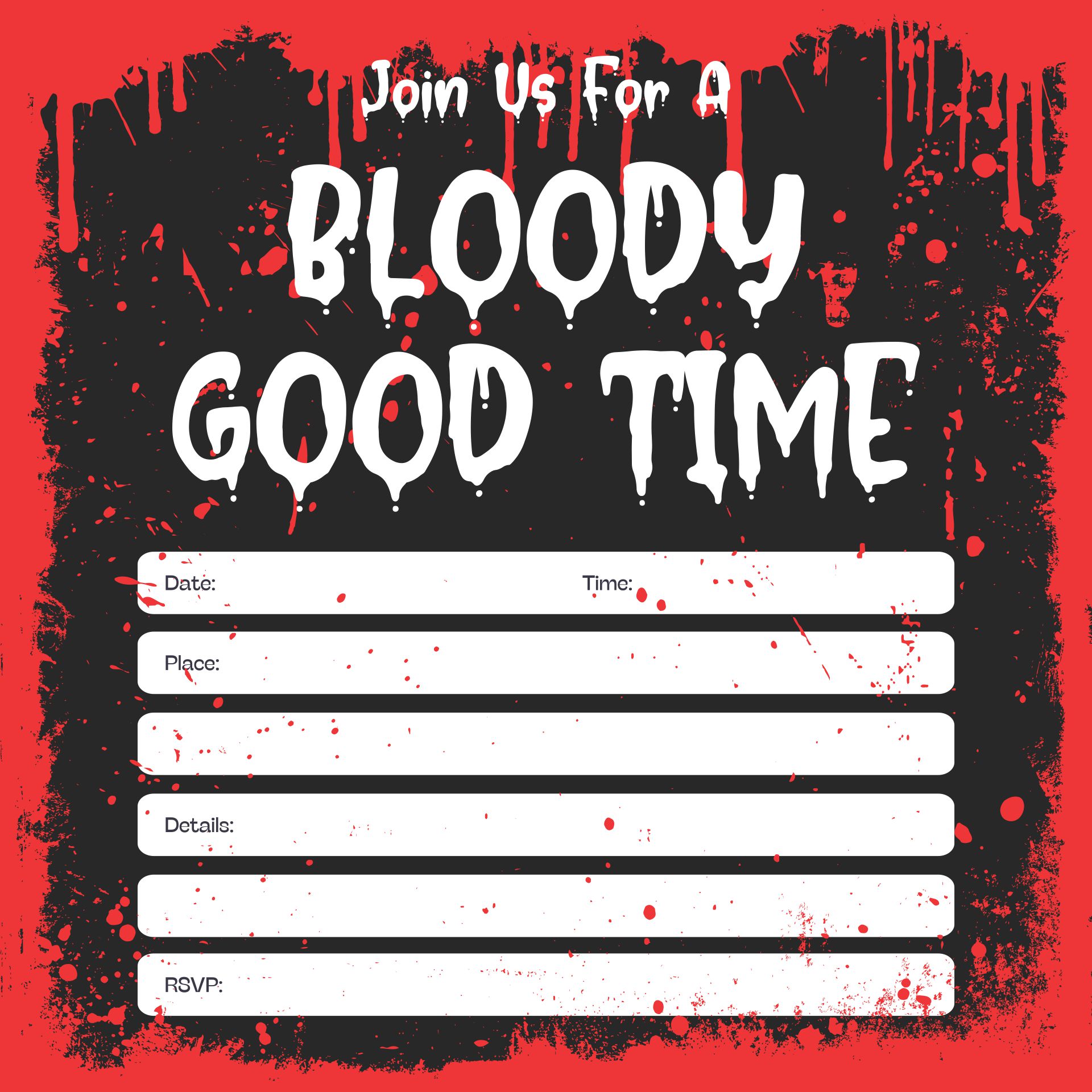 Blood Stained Halloween Party Invitations