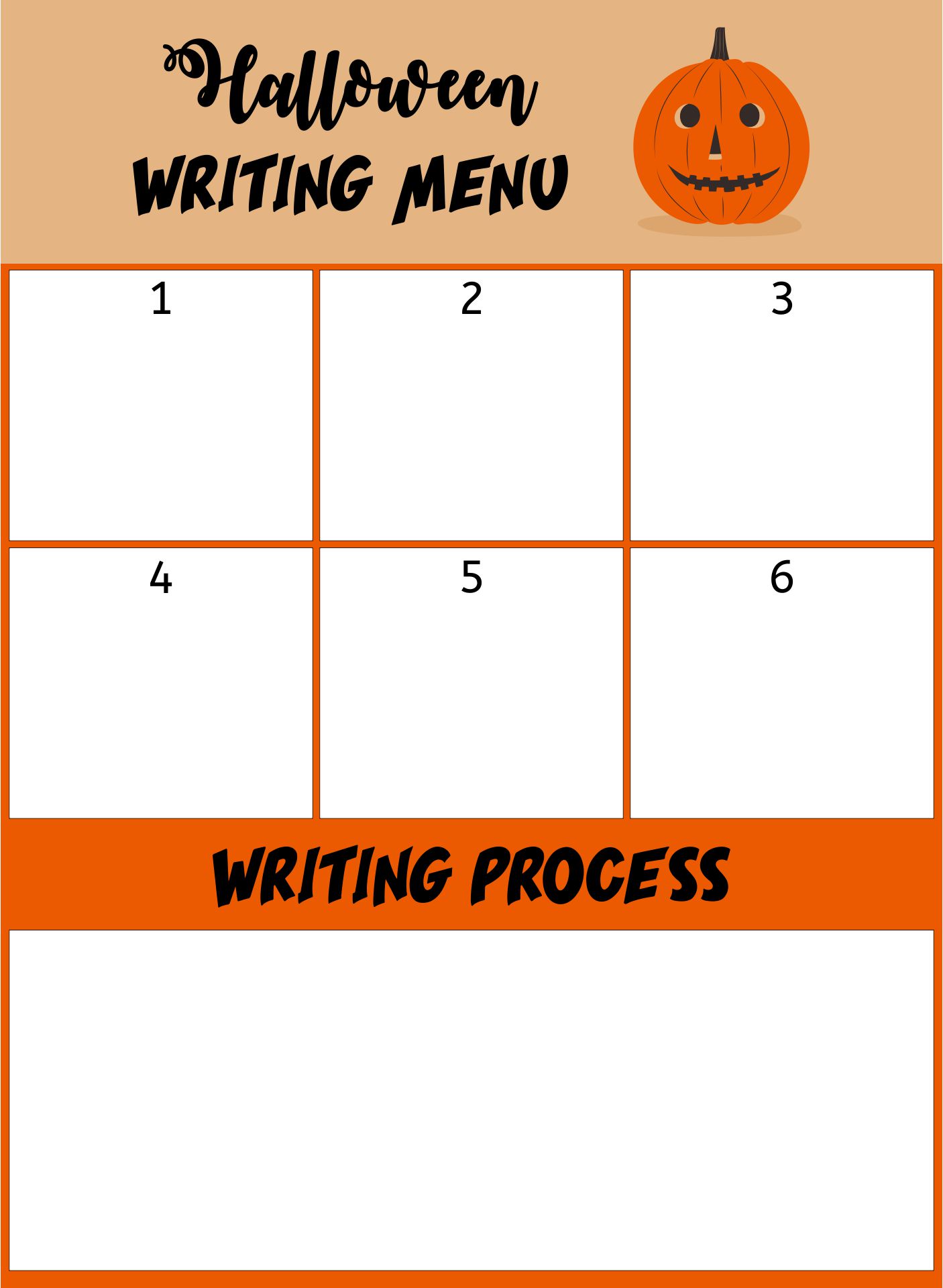 Free Halloween Writing Menu With Graphic Organizers And Paper