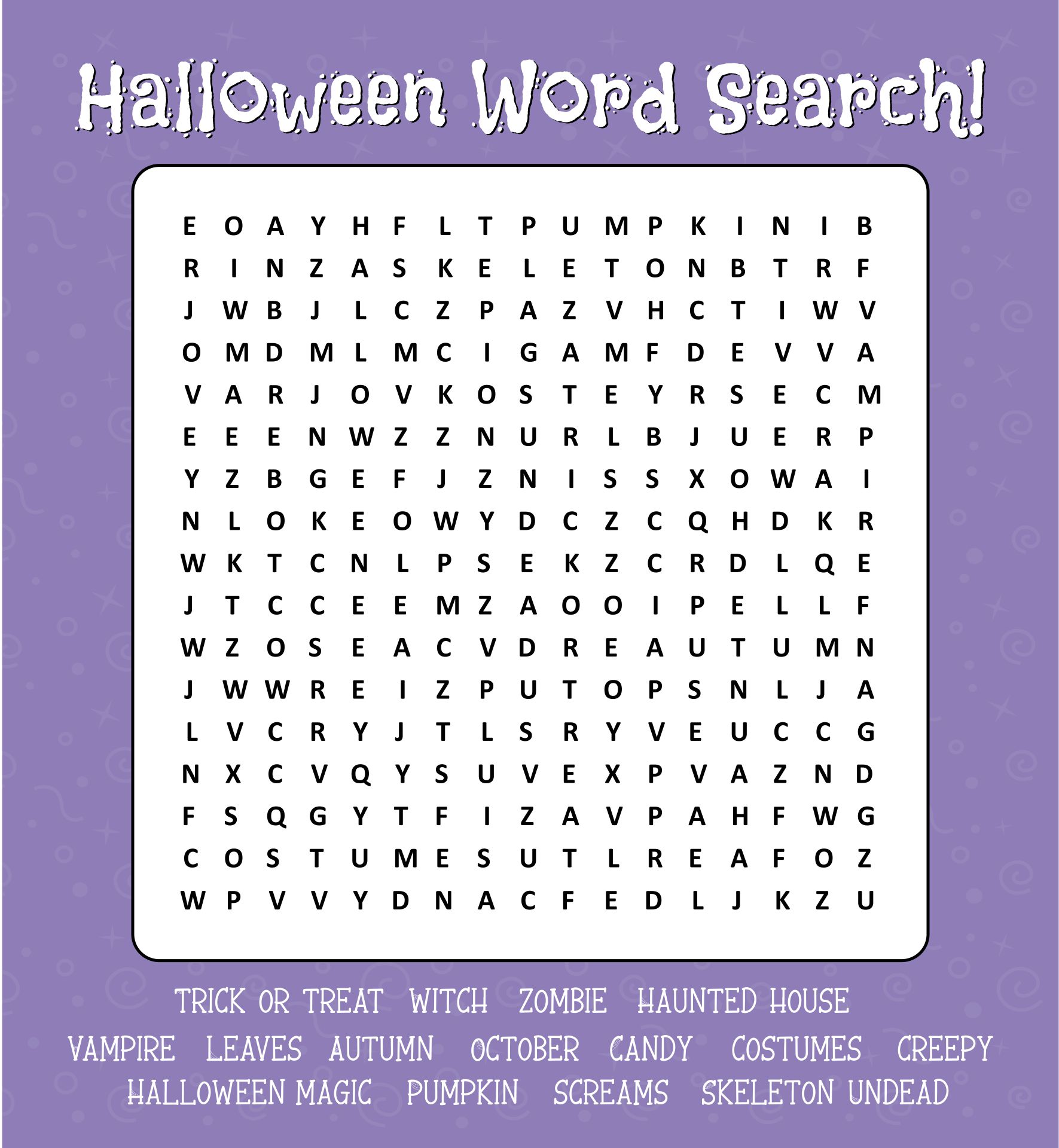 Free Printable Halloween Word Search Puzzles To Solve
