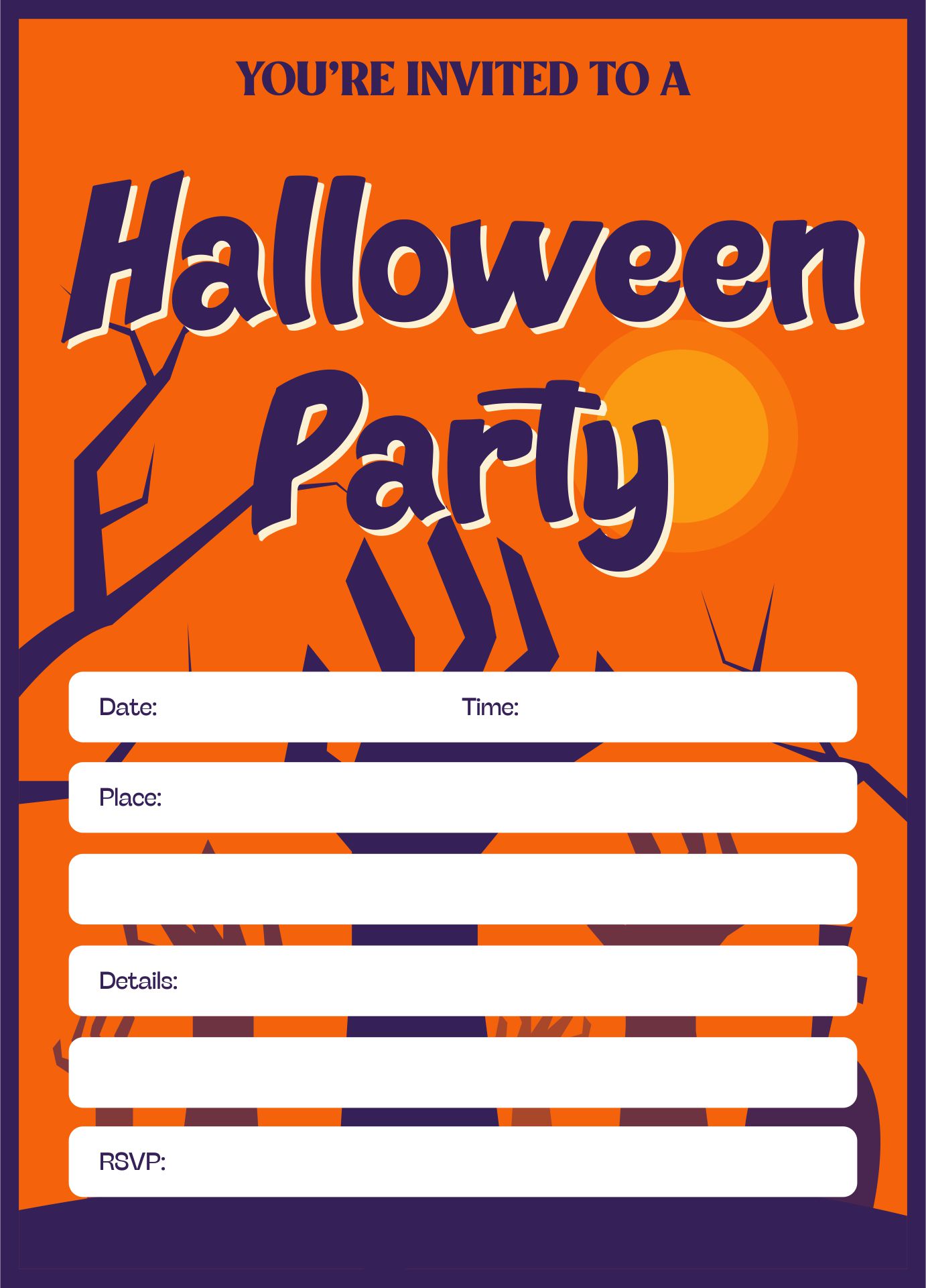 Free Printable Happy Halloween Card Or Party Invitation