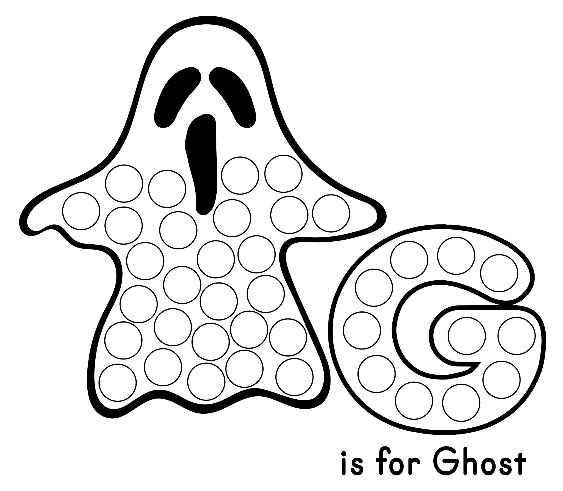 G Is For Ghost Dot Marker Coloring Pages Printable