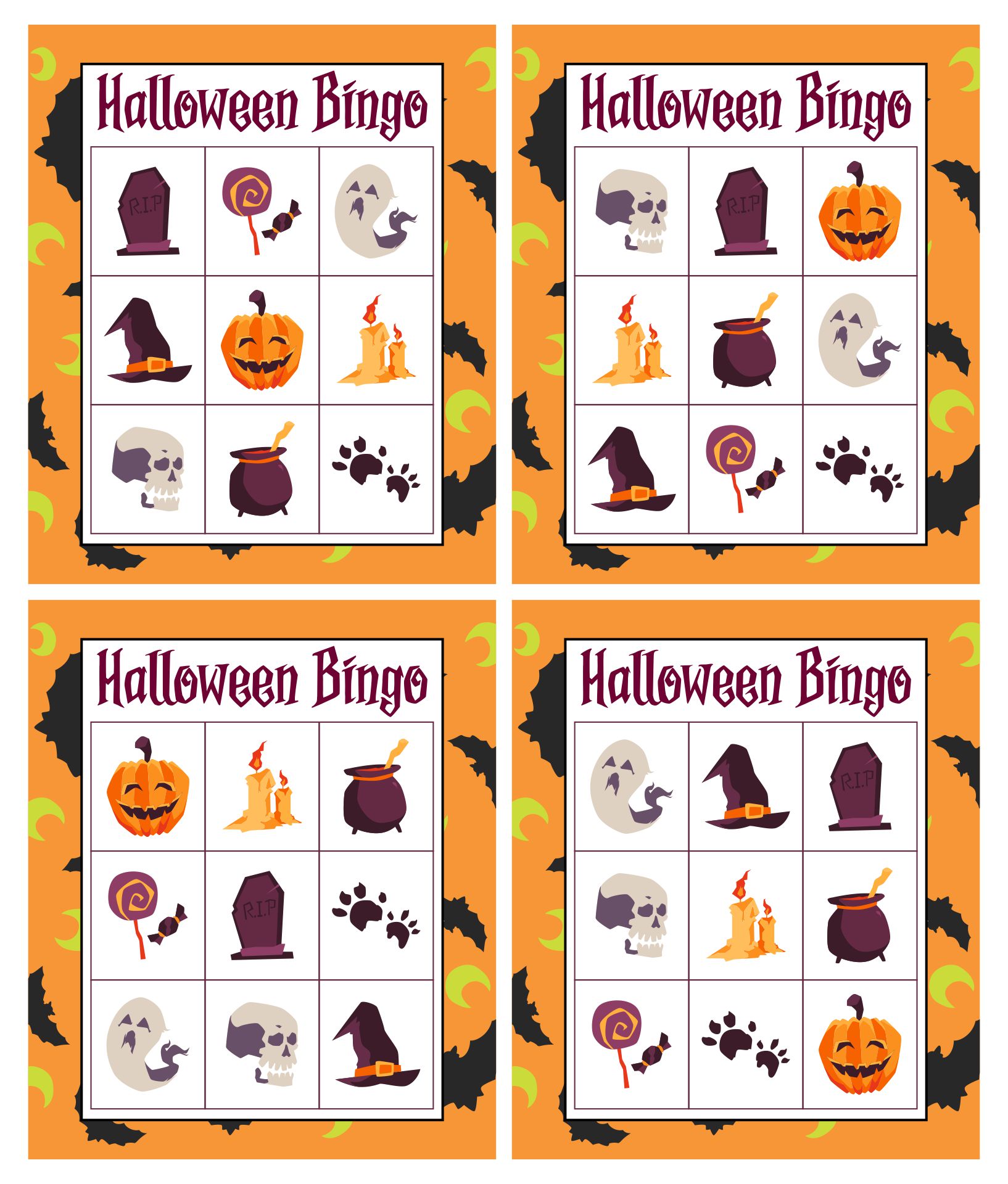 Halloween Bingo Printable Game Cards Template