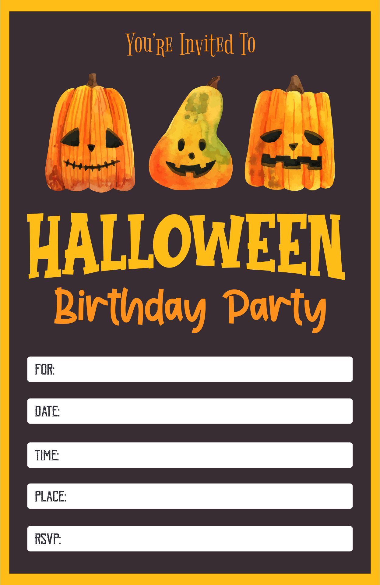 Halloween Birthday Party Invitations Printable Free