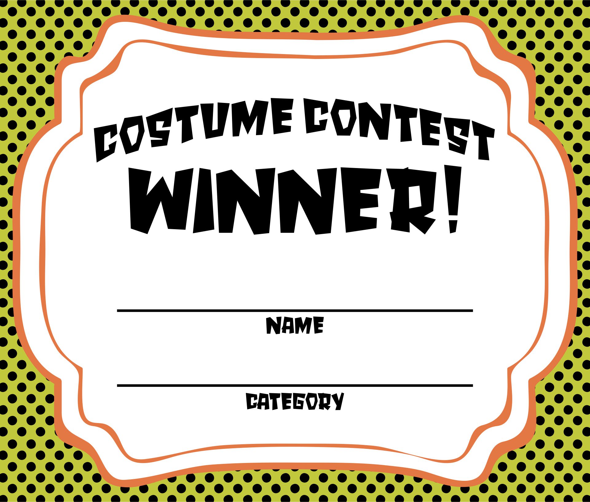 Halloween Costume Trophy Ideas Printable
