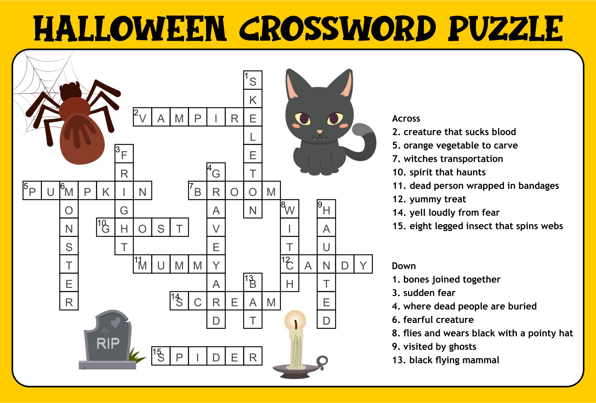 Halloween Crossword Puzzle Answers