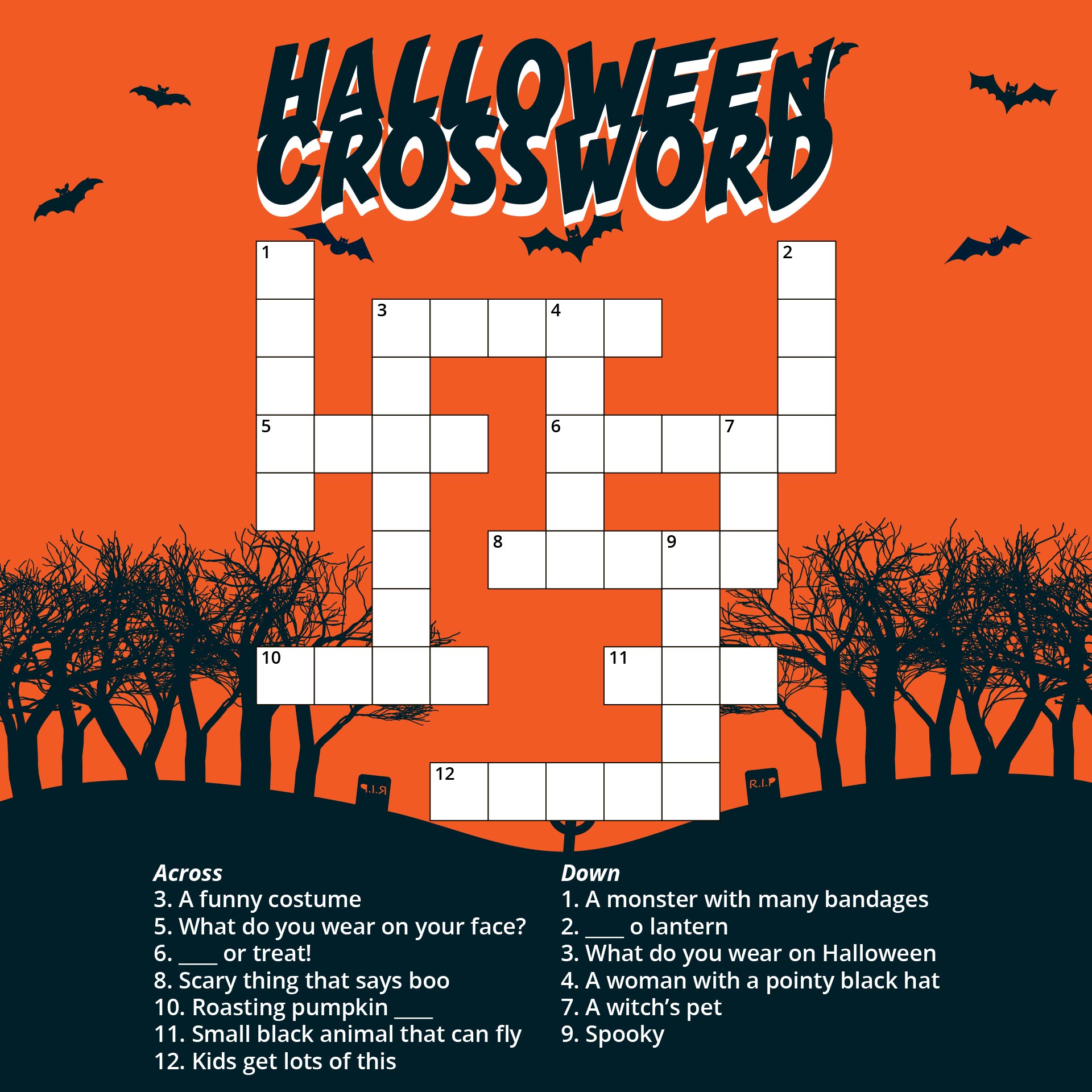 Halloween Crossword Puzzle Free Printable