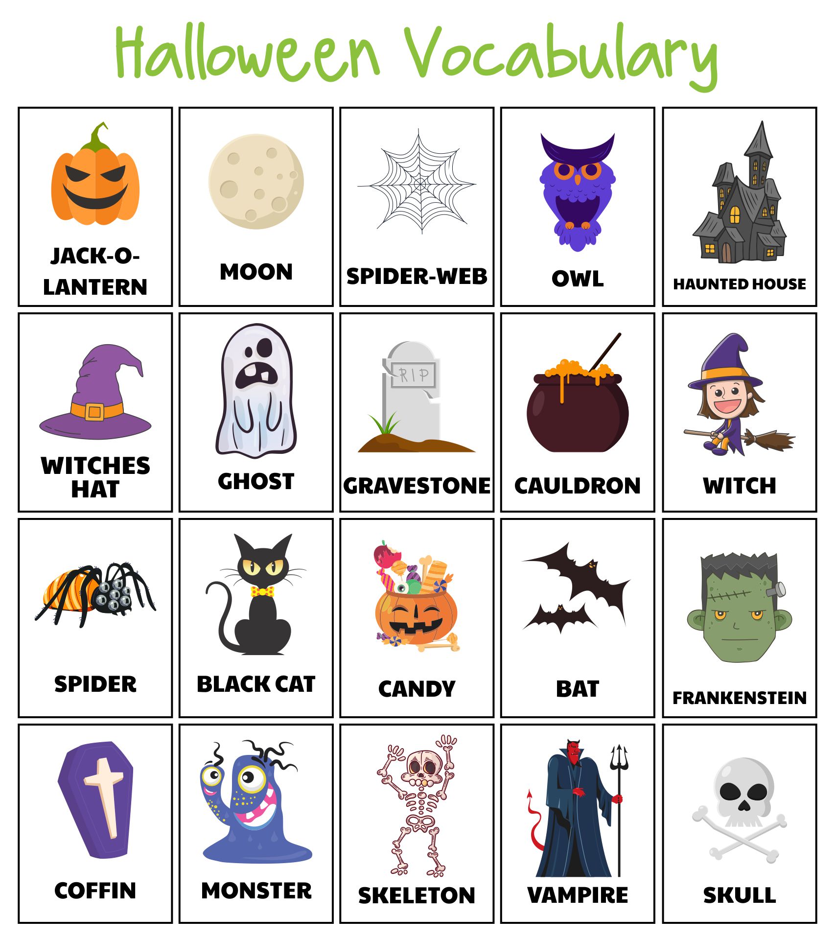 Halloween ESL Vocabulary Worksheets