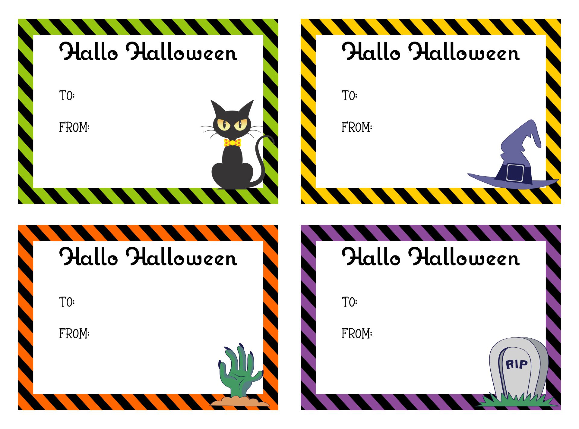 Halloween Gift Tags Worksheets