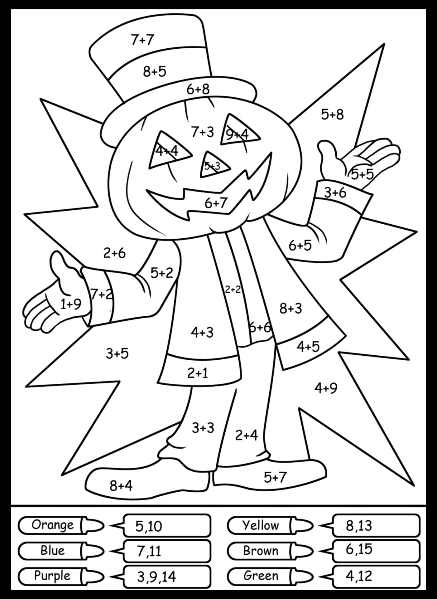 Halloween Math Coloring Pages Printable