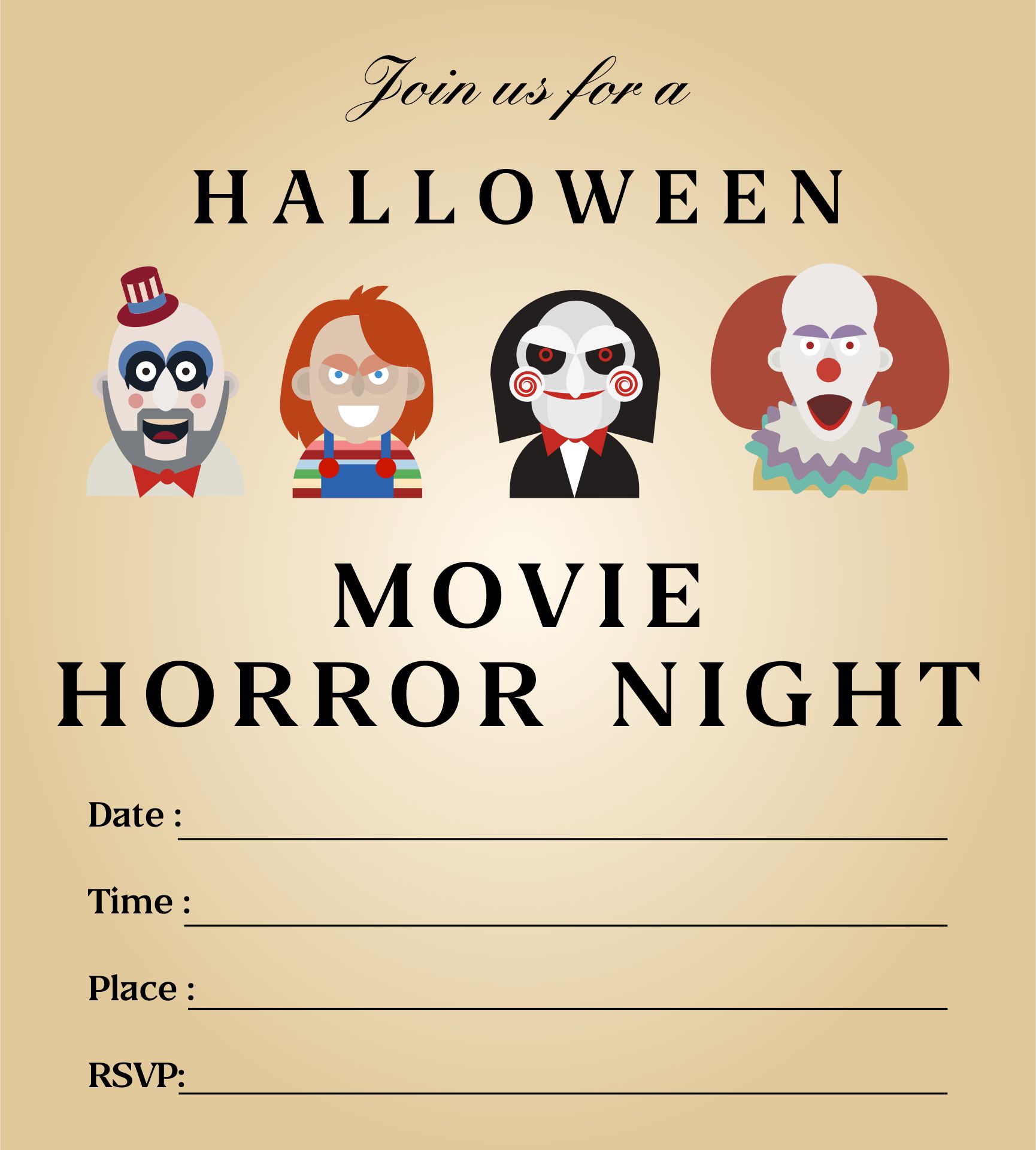 Halloween Movie Night Invitations