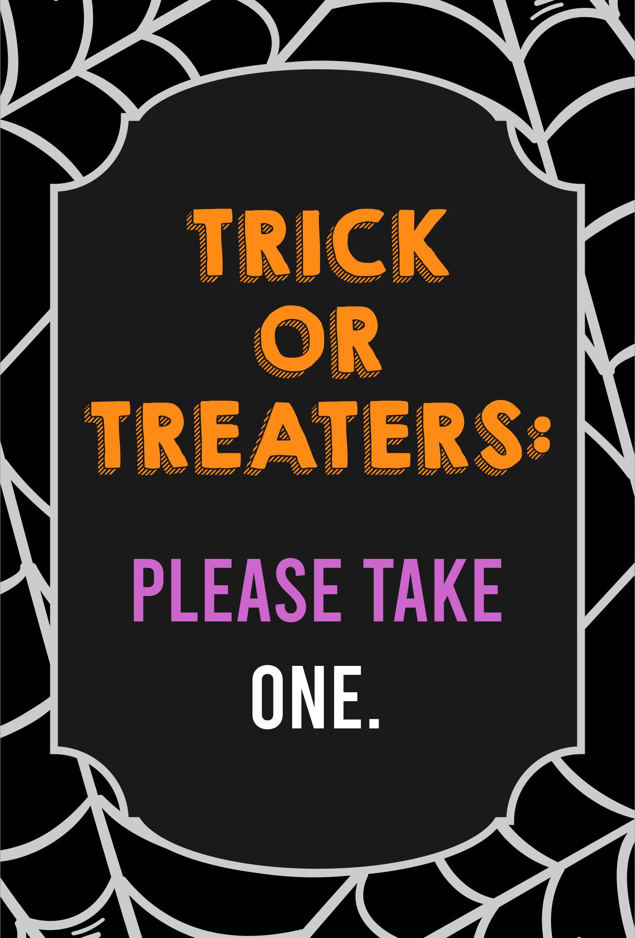 Halloween Printable Spider Web Art Candy Sign Please