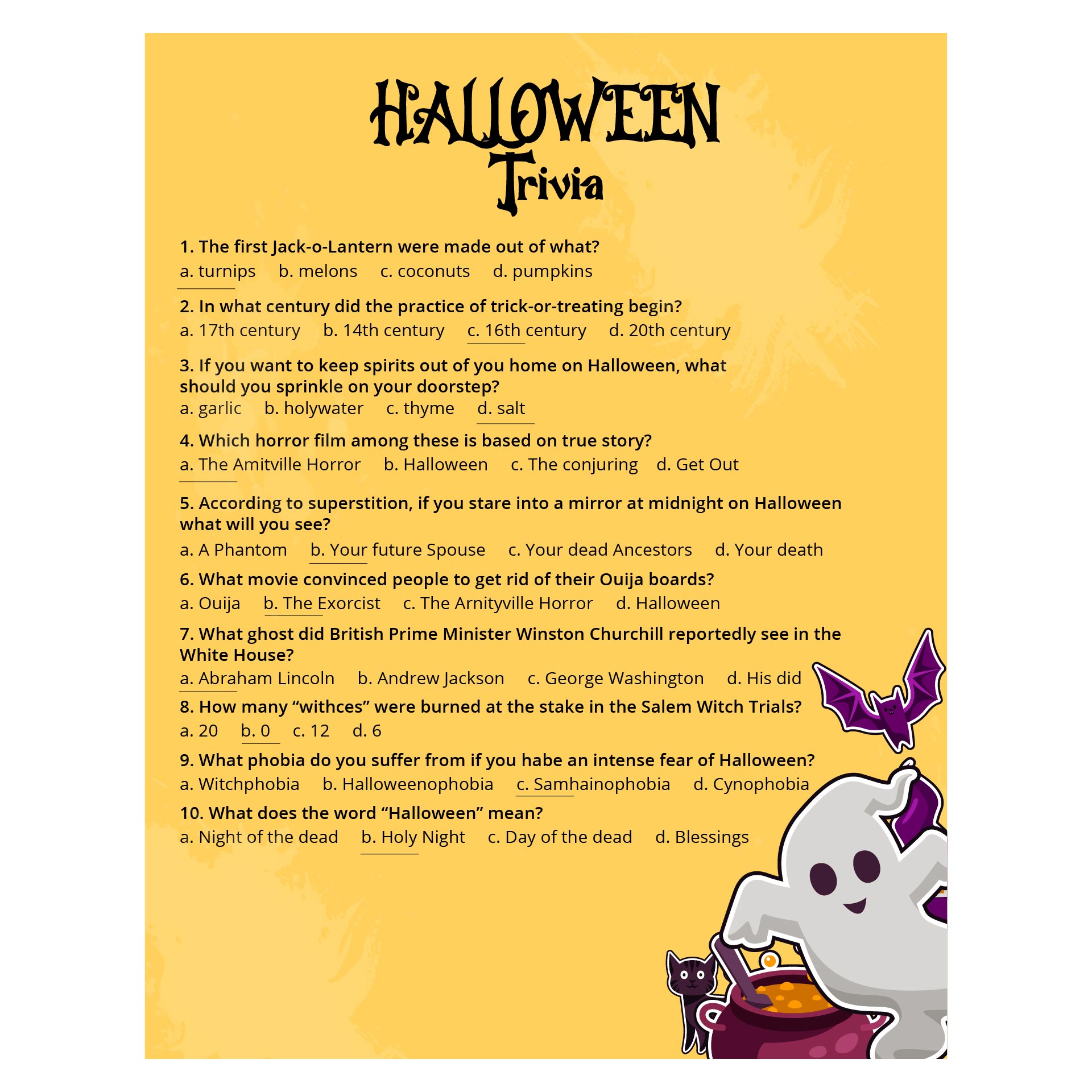 Halloween Trivia Questions And Answers Multiple Choice