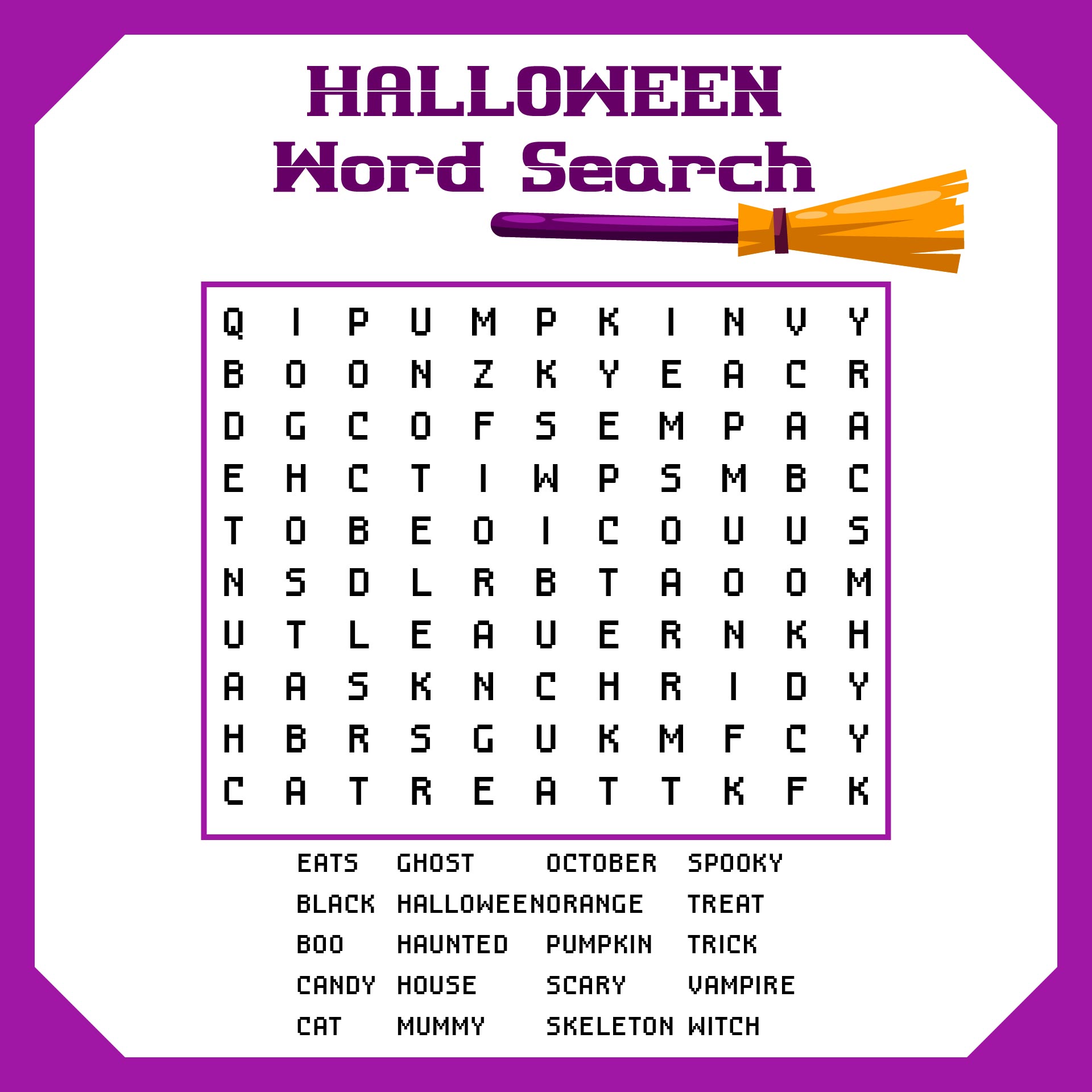 Halloween Word Search First Grade