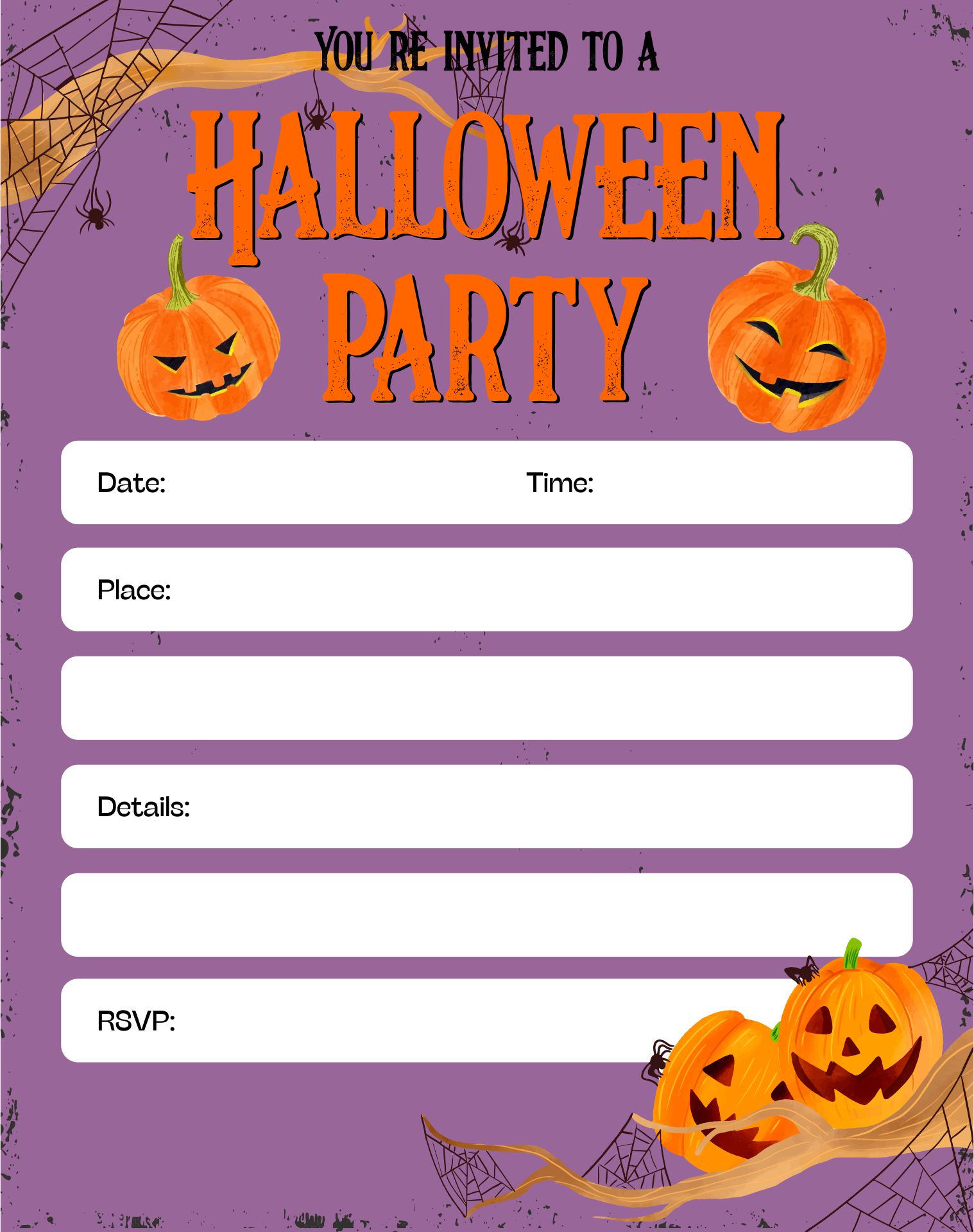 Happy Pumkins Halloween Party Invitation Printable