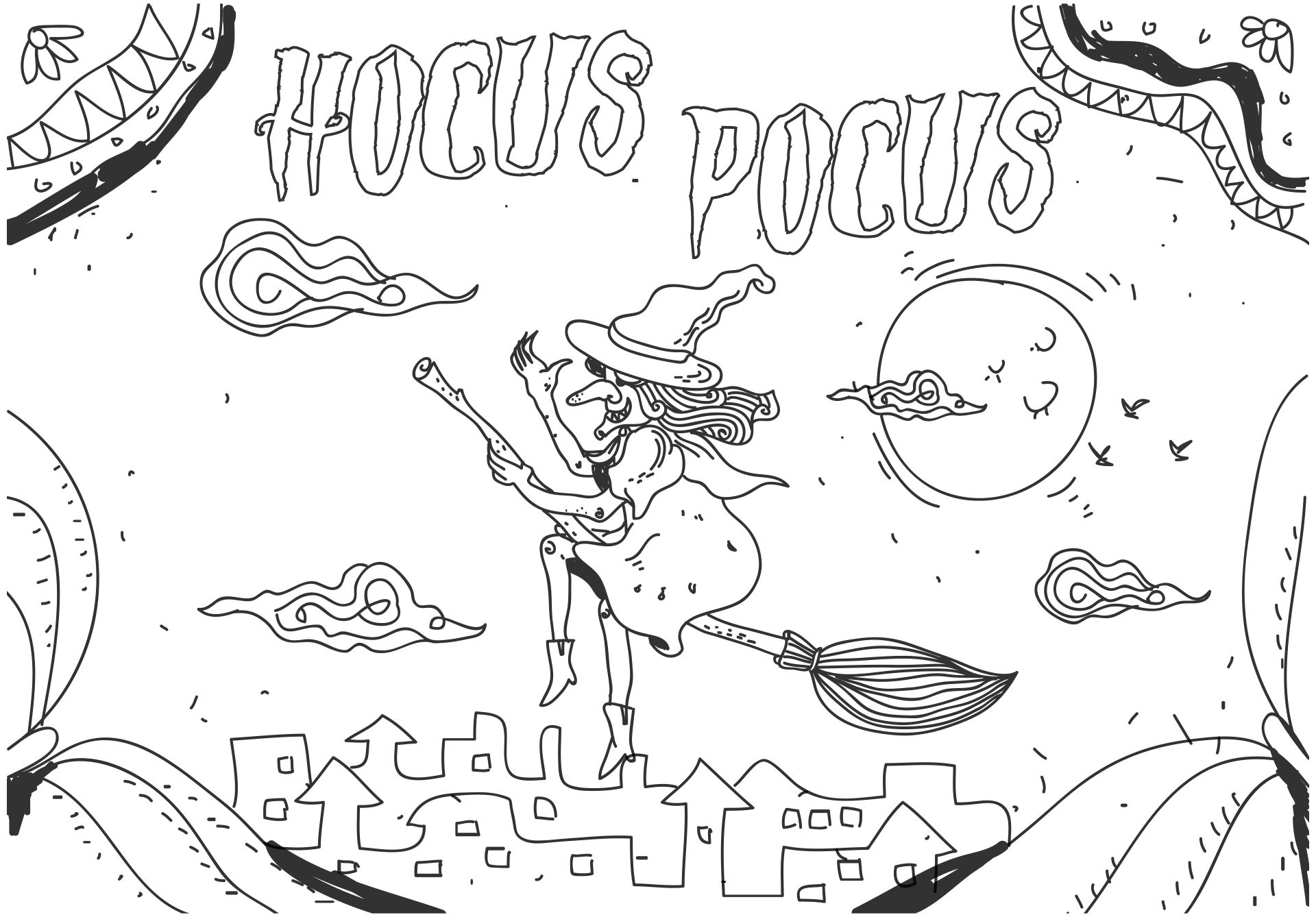 Hocus Pocus Witches Printable Coloring Pages For Adults