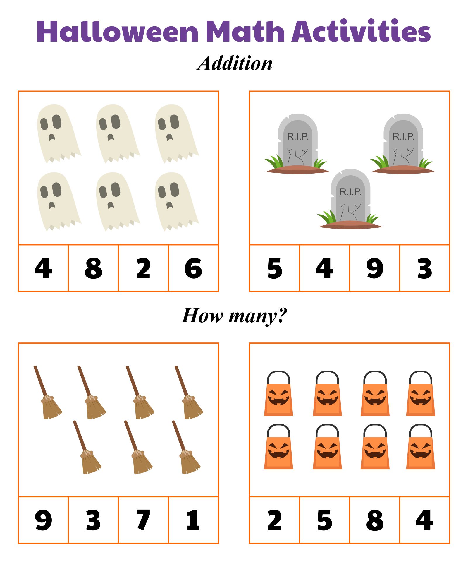 Pre-k Halloween Math Worksheets