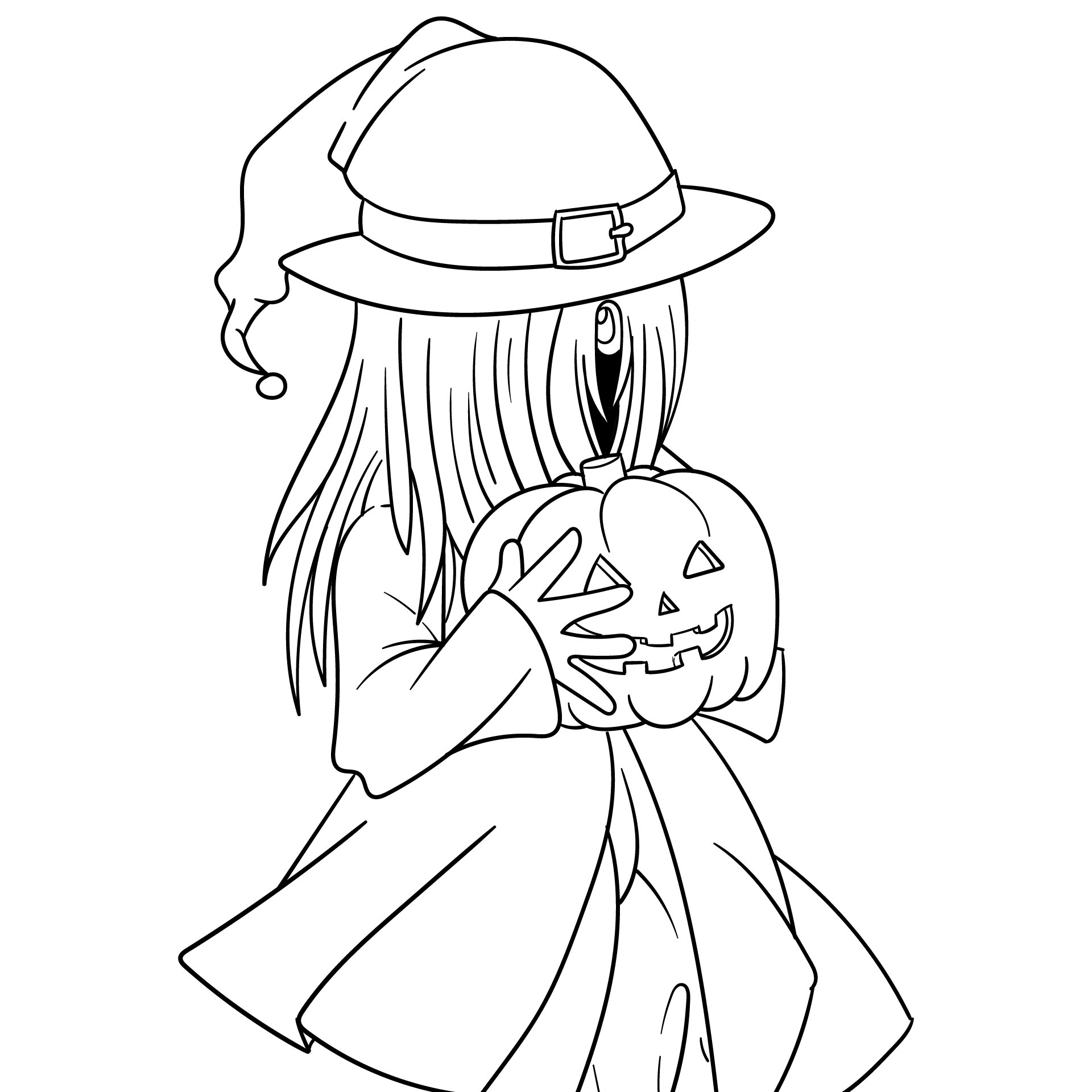 Beautiful Witch with Pumpkin Lights Coloring Pages  Halloween Witch Coloring  Pages  Coloring Pages For Kids And Adults