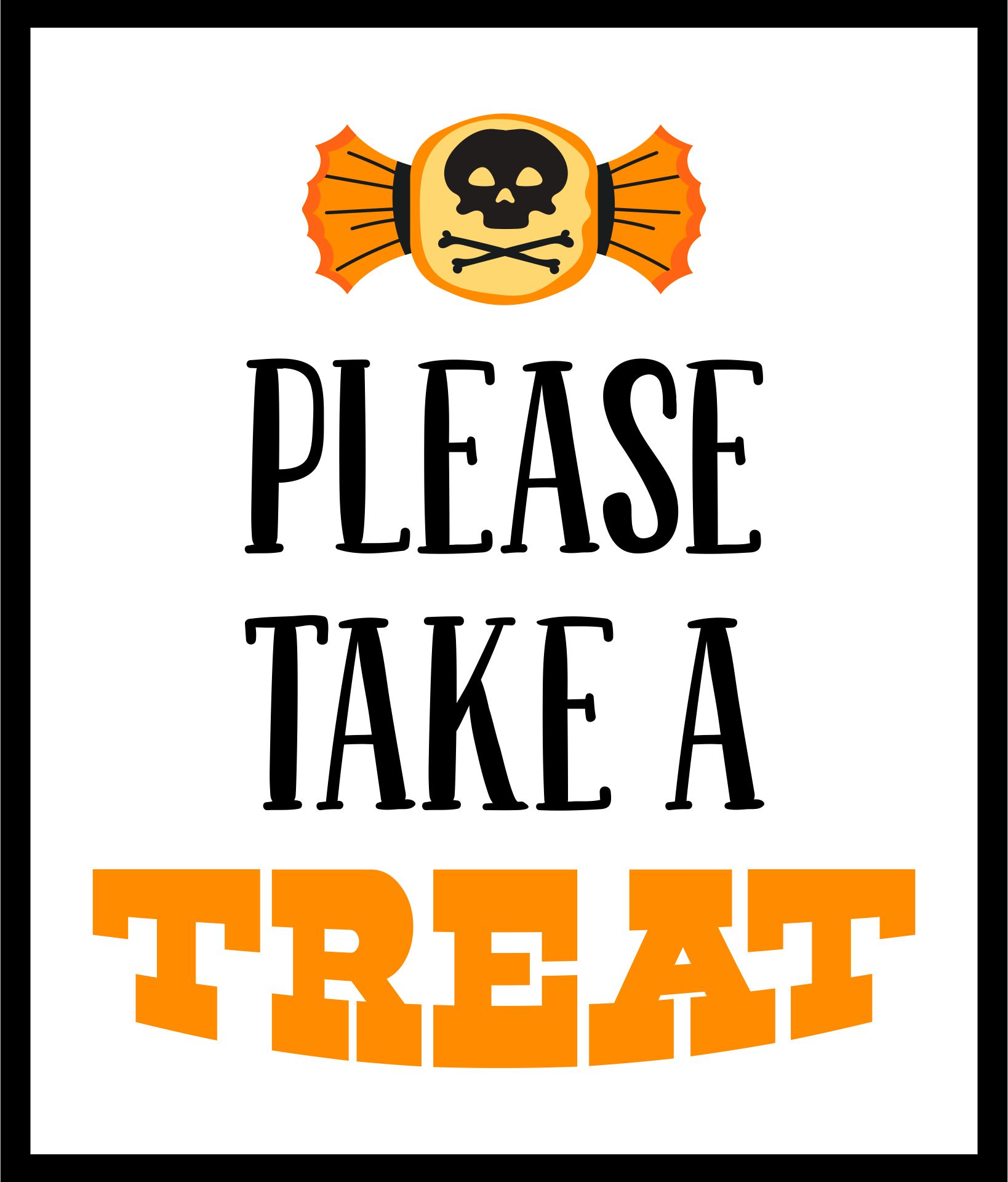 Printable Halloween Treat Sign Please Take A Treat Sign