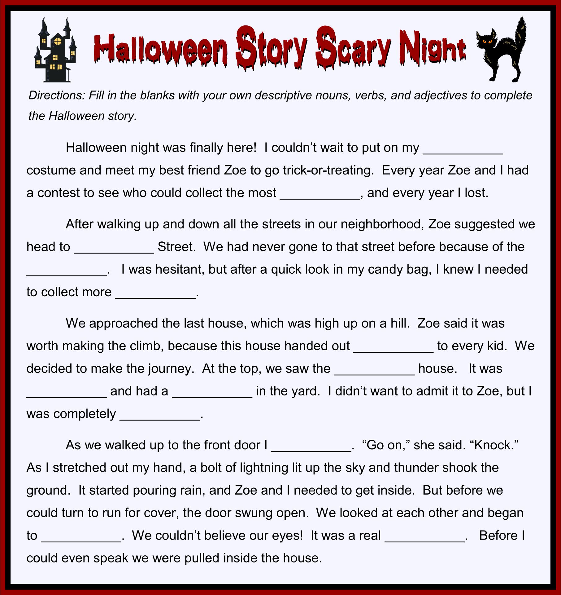 Printable Ideas For Halloween Stories