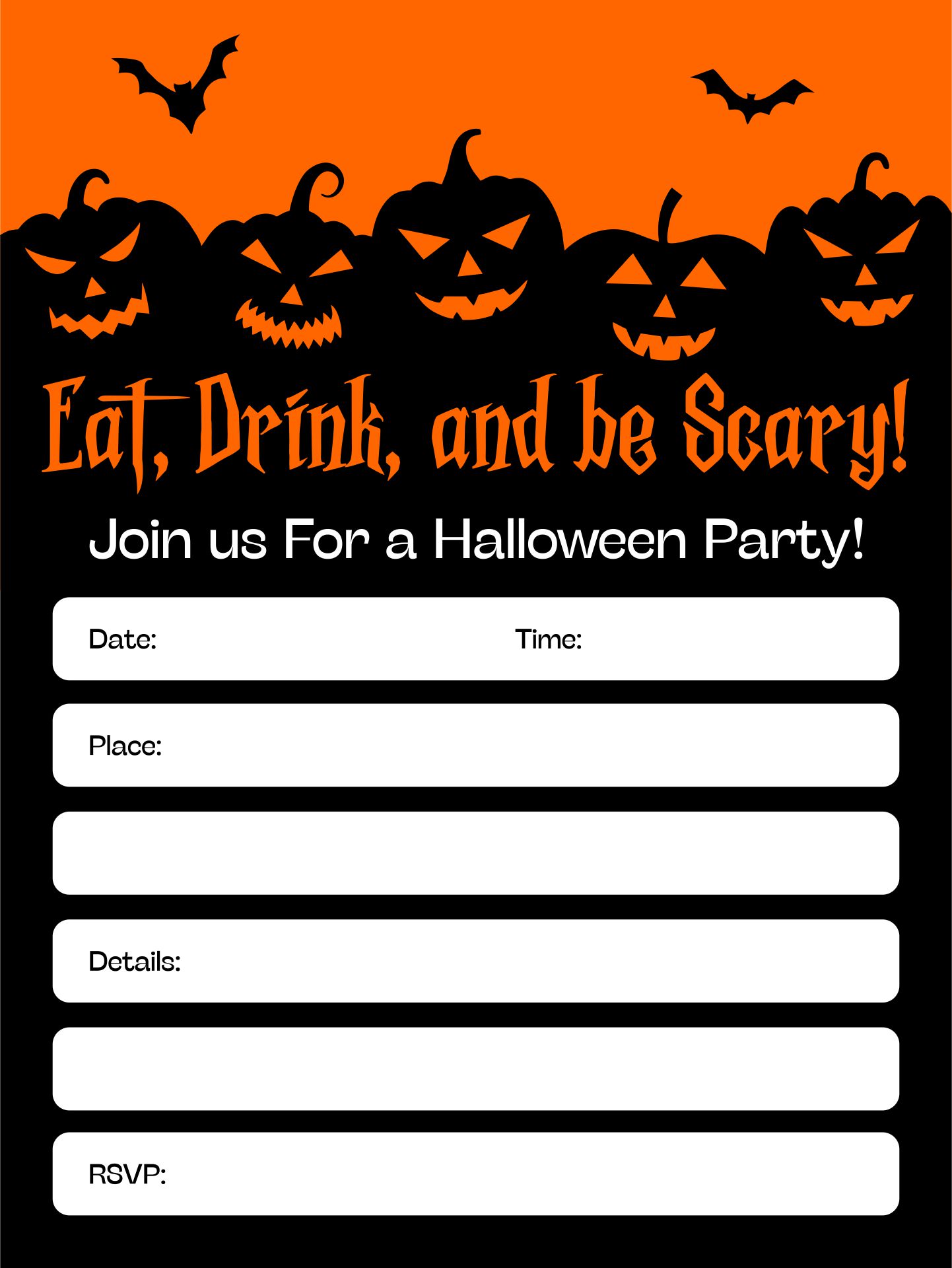 Printable Scary Adult Halloween Invitations Jack O Lantern Creepy Party