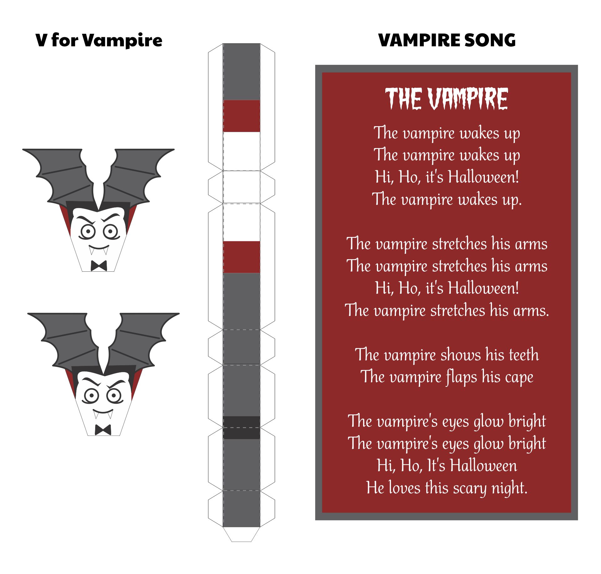 V For Vampire Halloween Preschool Craft And Song