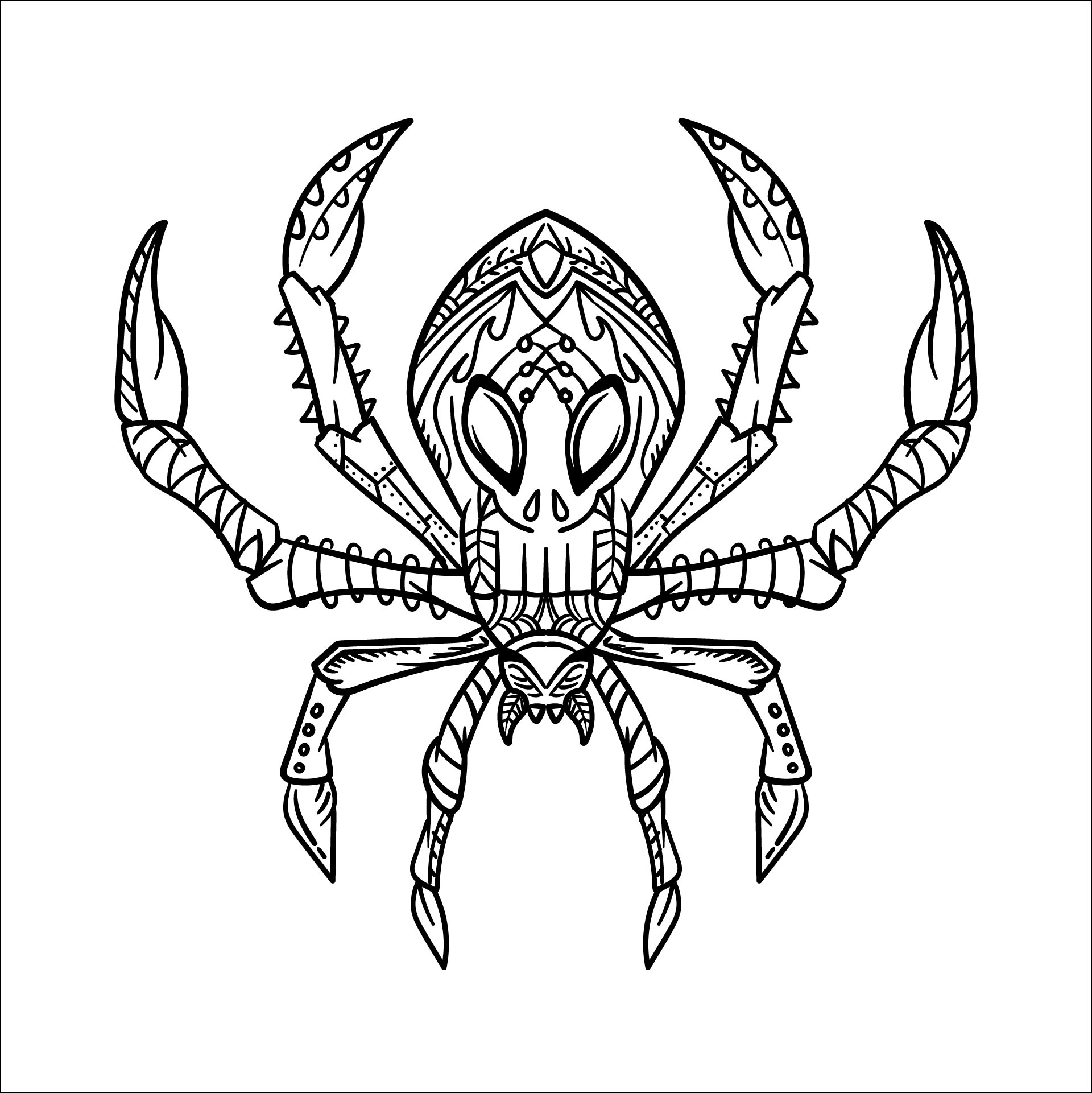 Adult Coloring Page With Halloween Nasty Spider Stock Vector