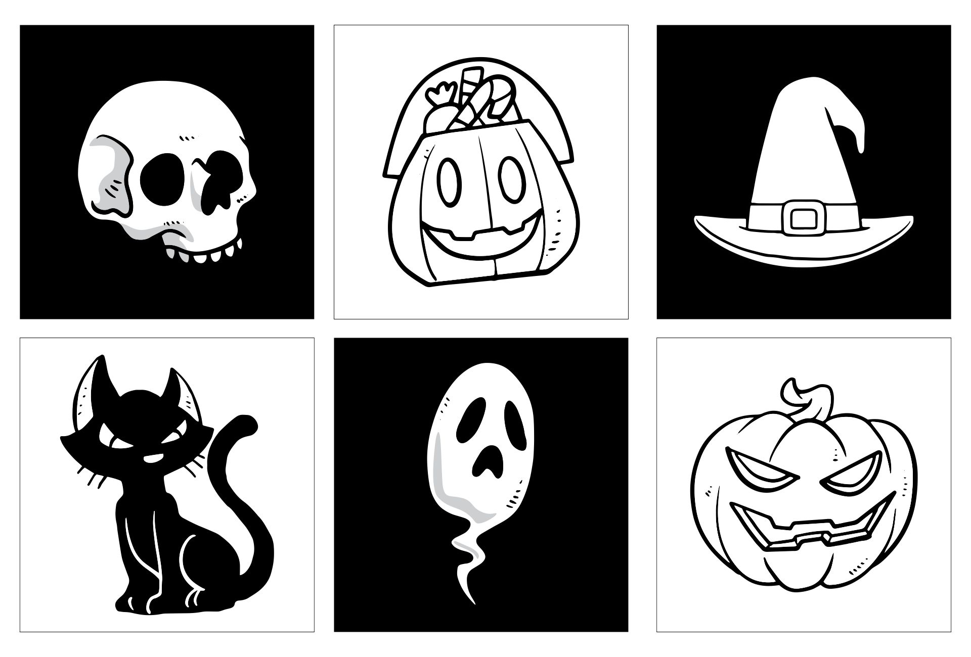 Black And White Halloween Elements Card Template