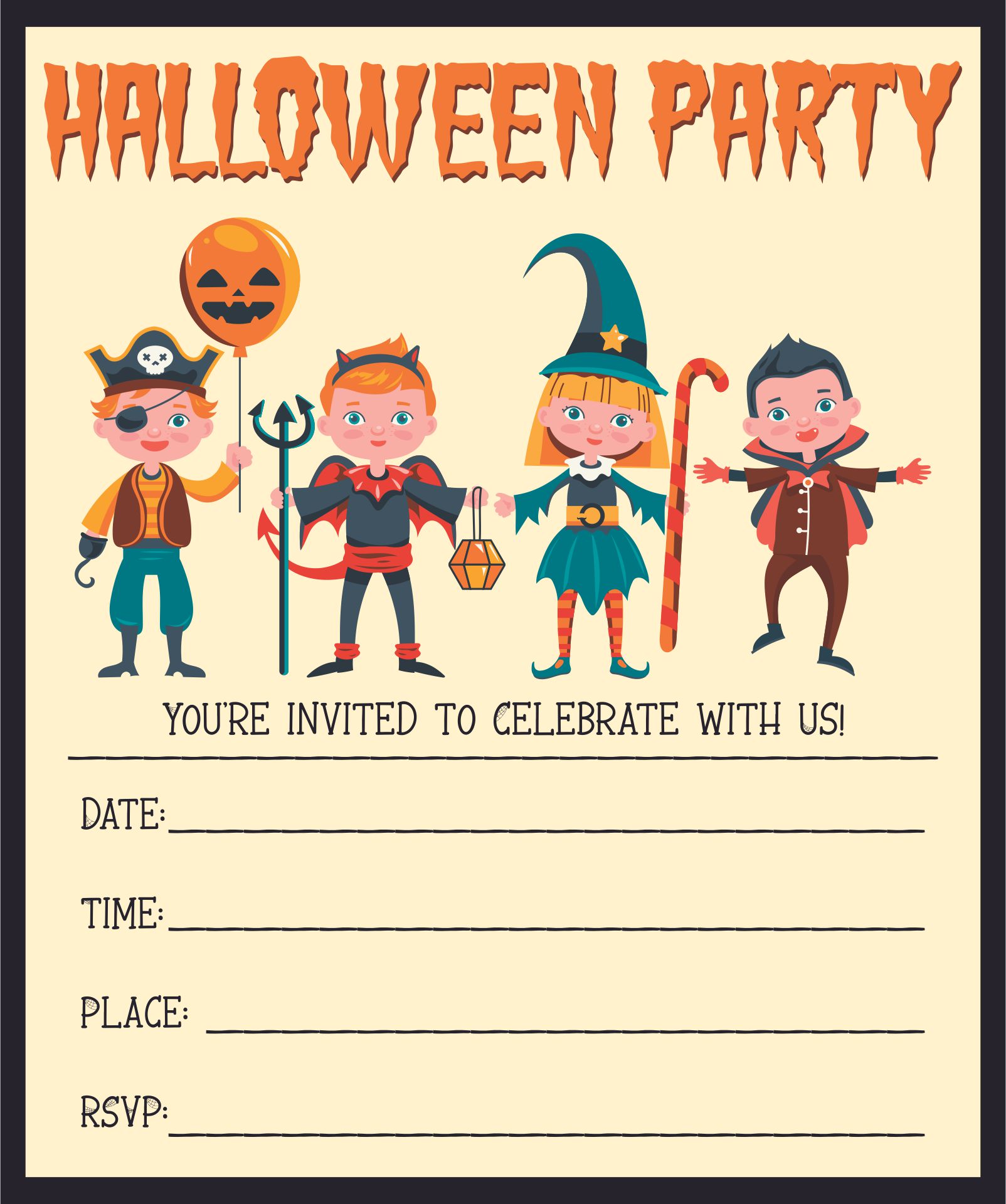 Cute Free Printable Halloween Invitations